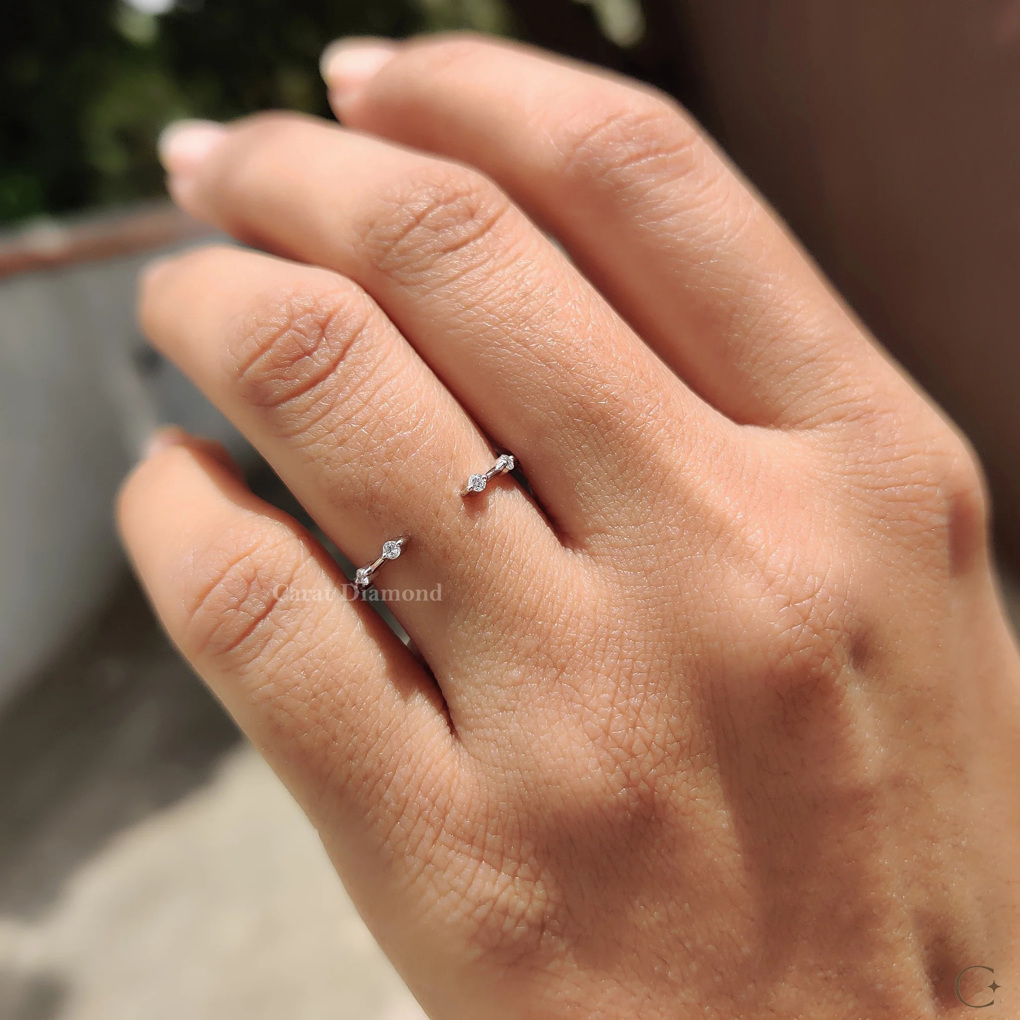 Open Gap Wedding Band with Round Cut Diamond - Image 8