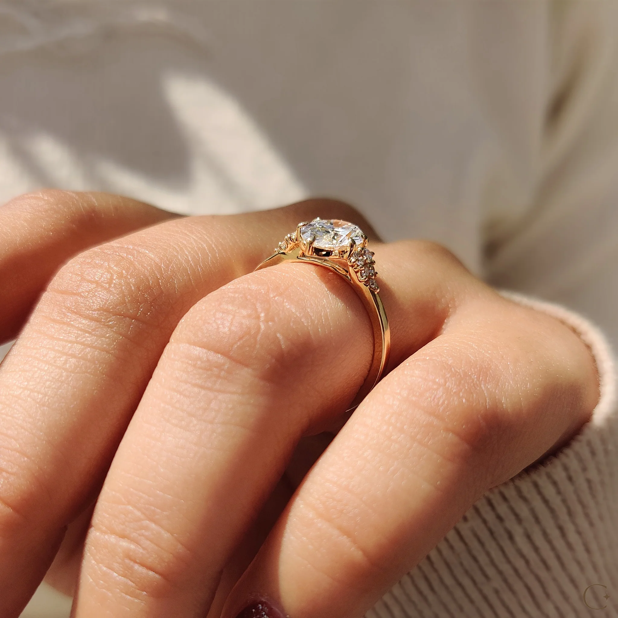 Oval Diamond Ring With Round Cut Side Stone - Image 4