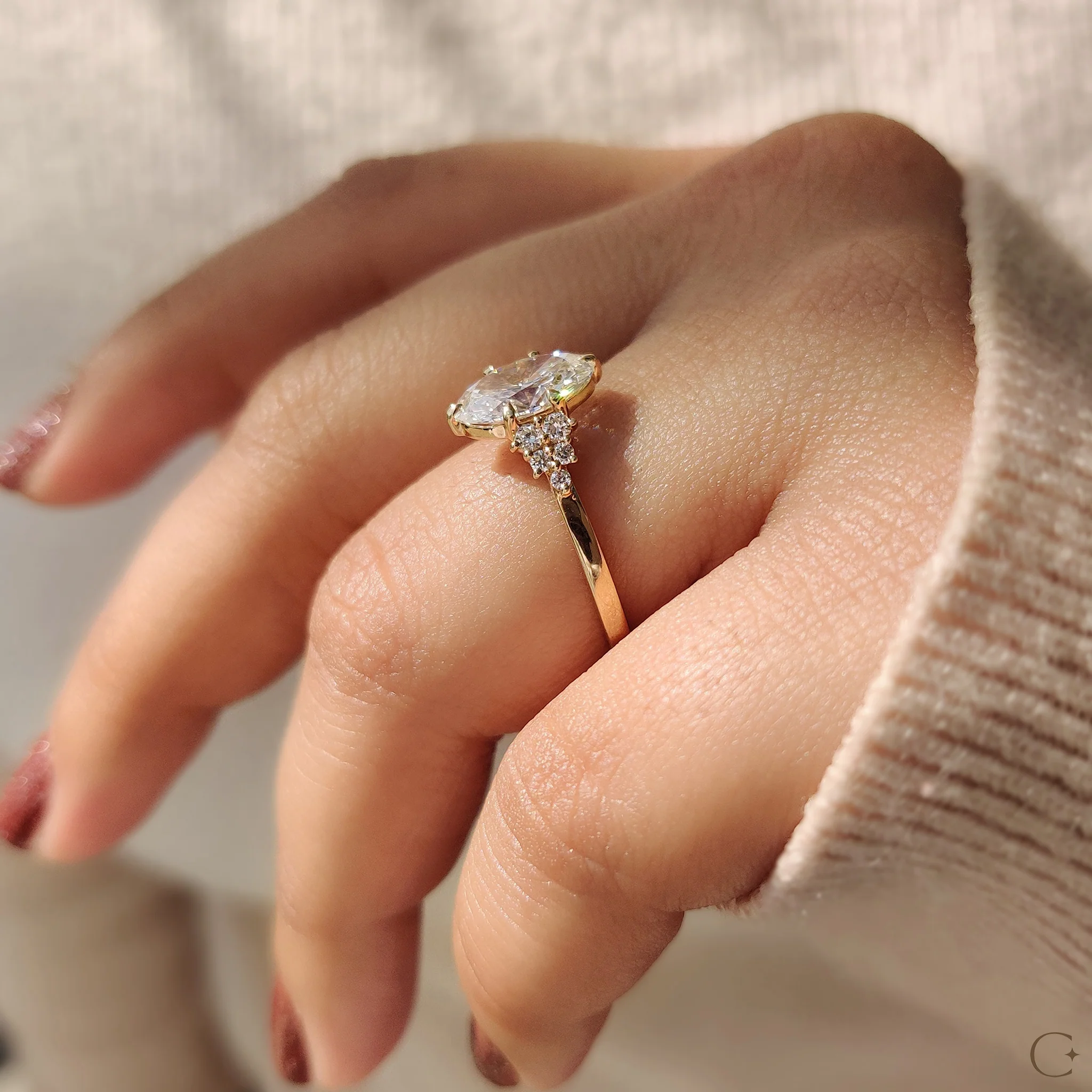 Oval Diamond Ring With Round Cut Side Stone - Image 5