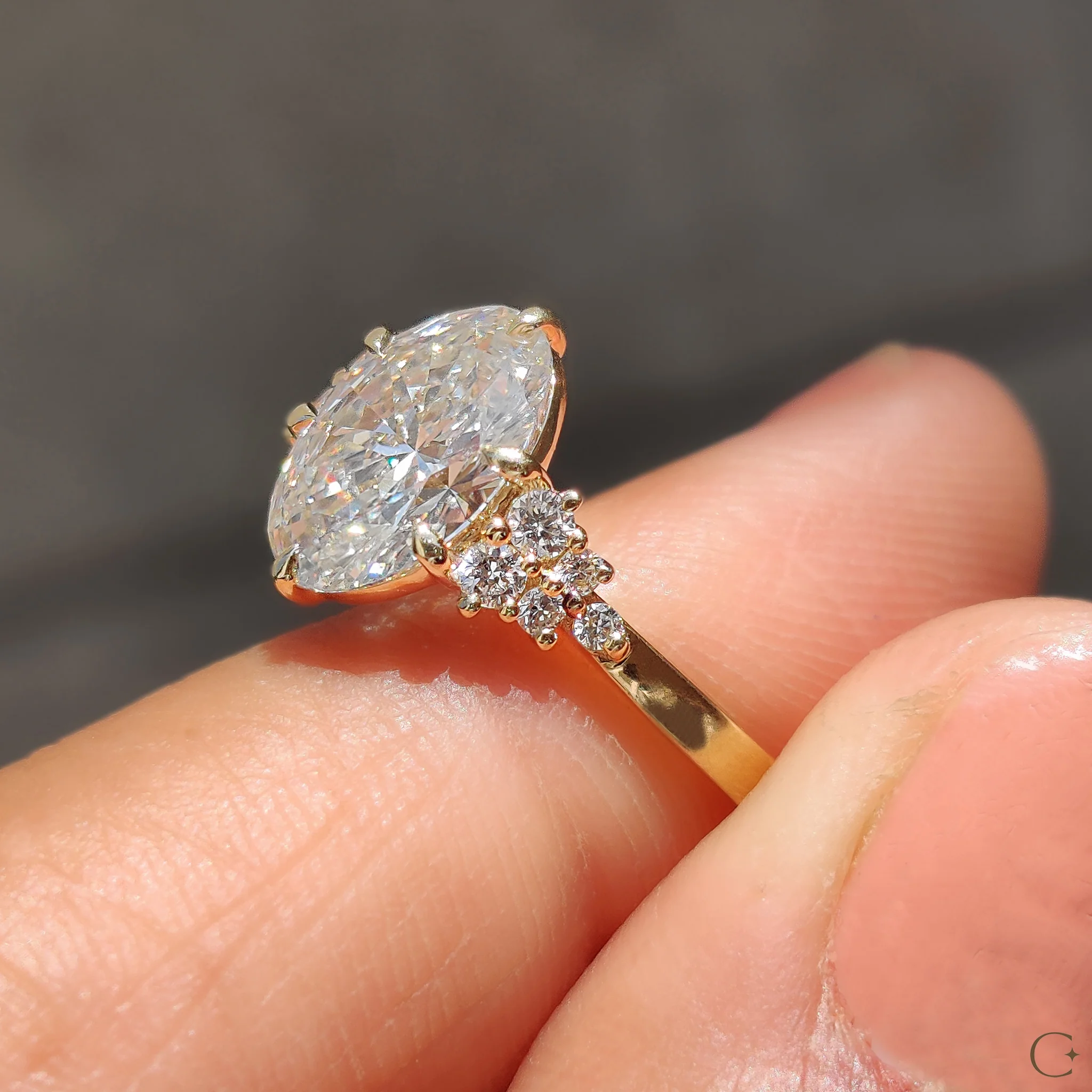 Oval Diamond Ring With Round Cut Side Stone - Image 6