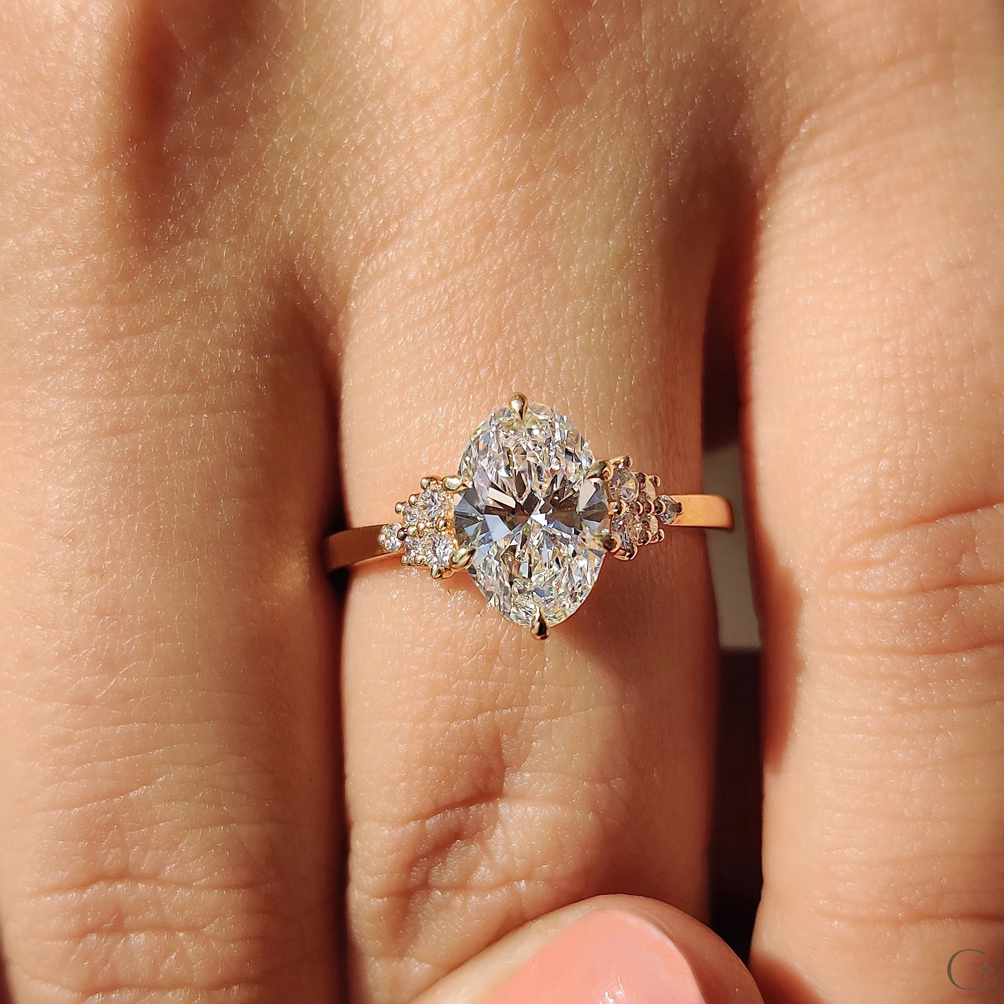 Oval Diamond Ring With Round Cut Side Stone - Image 7