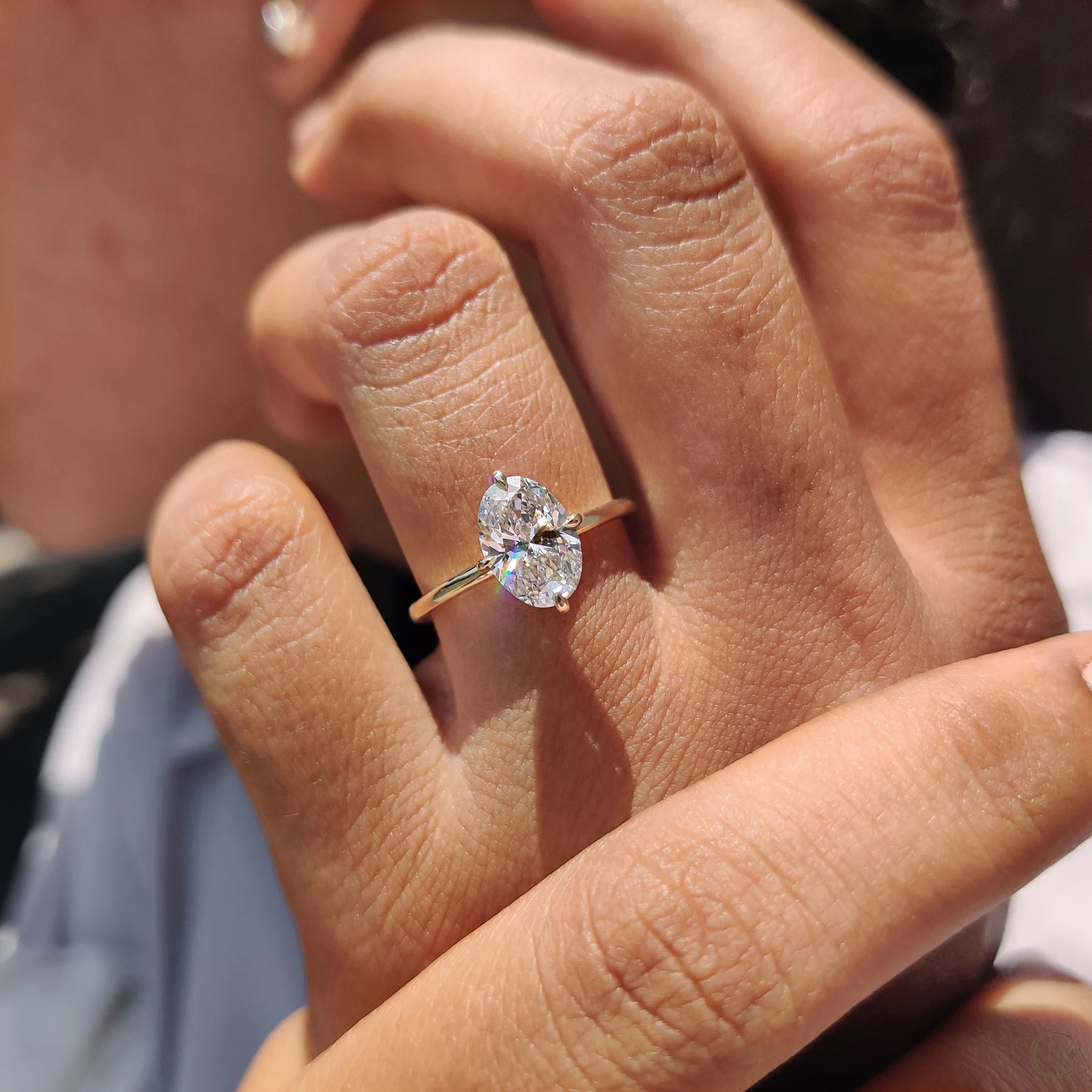 Oval Solitaire Diamond Ring With Compass Prong - Image 5