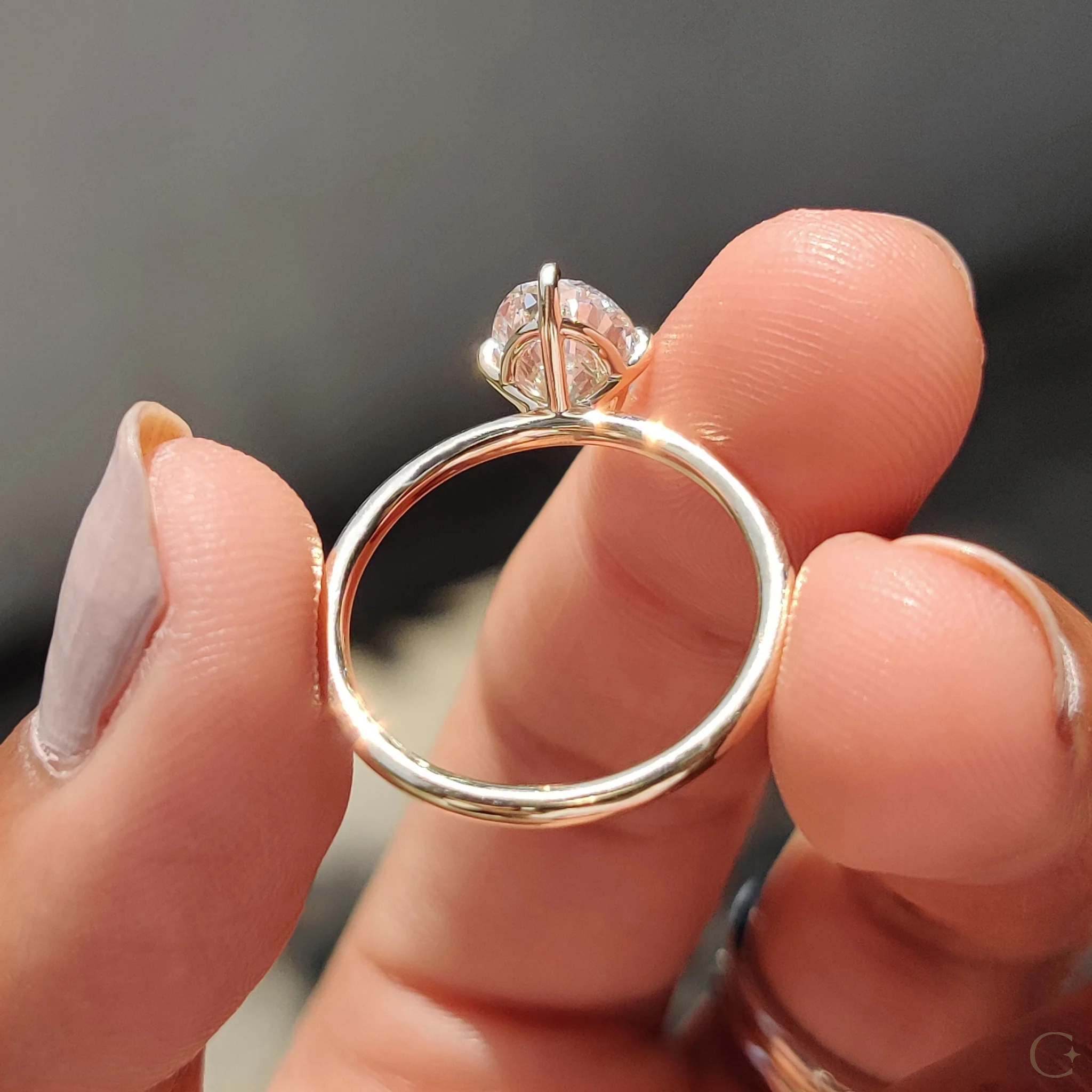 Oval Solitaire Diamond Ring With Compass Prong - Image 8