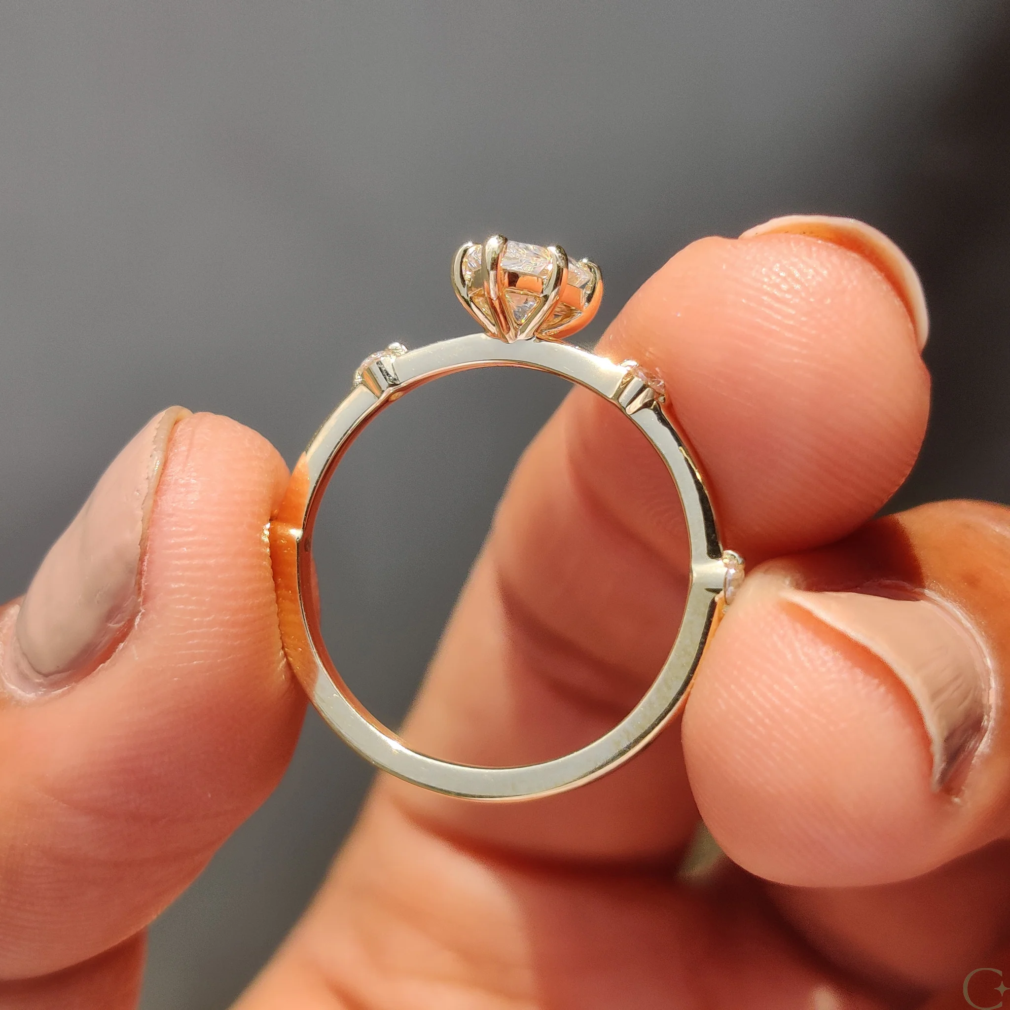 Pear Cut Diamond Ring With Distance Pave Setting - Image 7