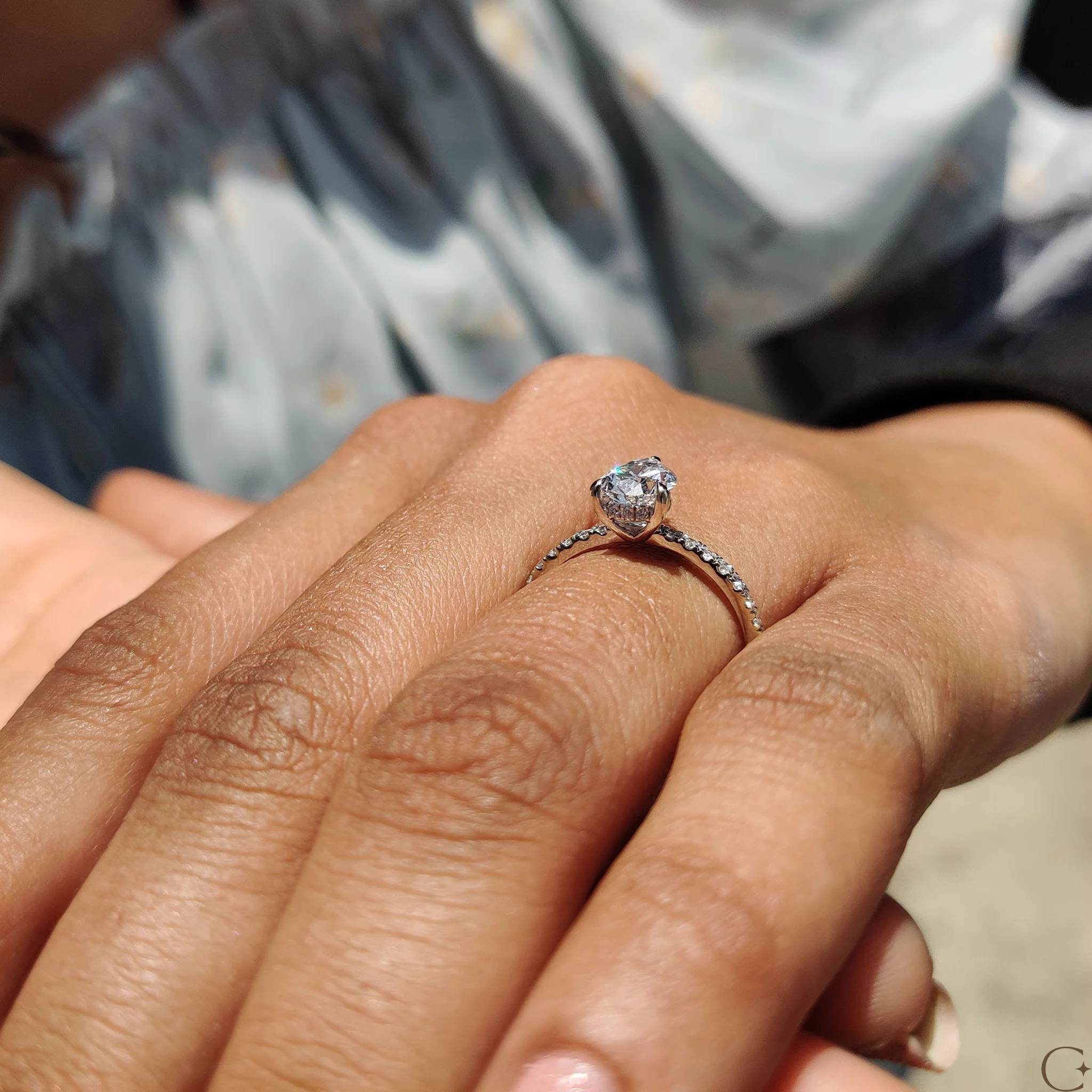 Pear Cut Engagement Ring With Hidden Halo Design - Image 5