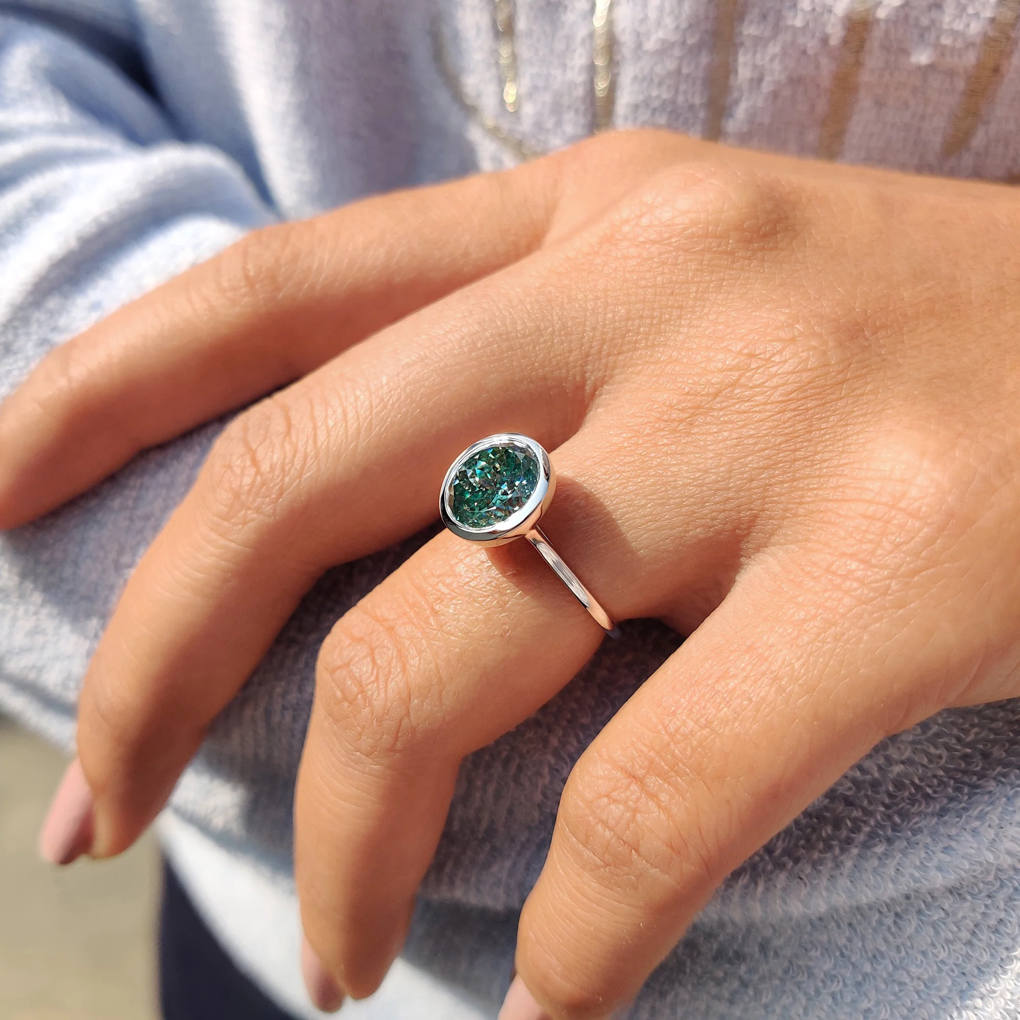 Portuguese Cut Engagement Ring In Bezel Setting - Image 3