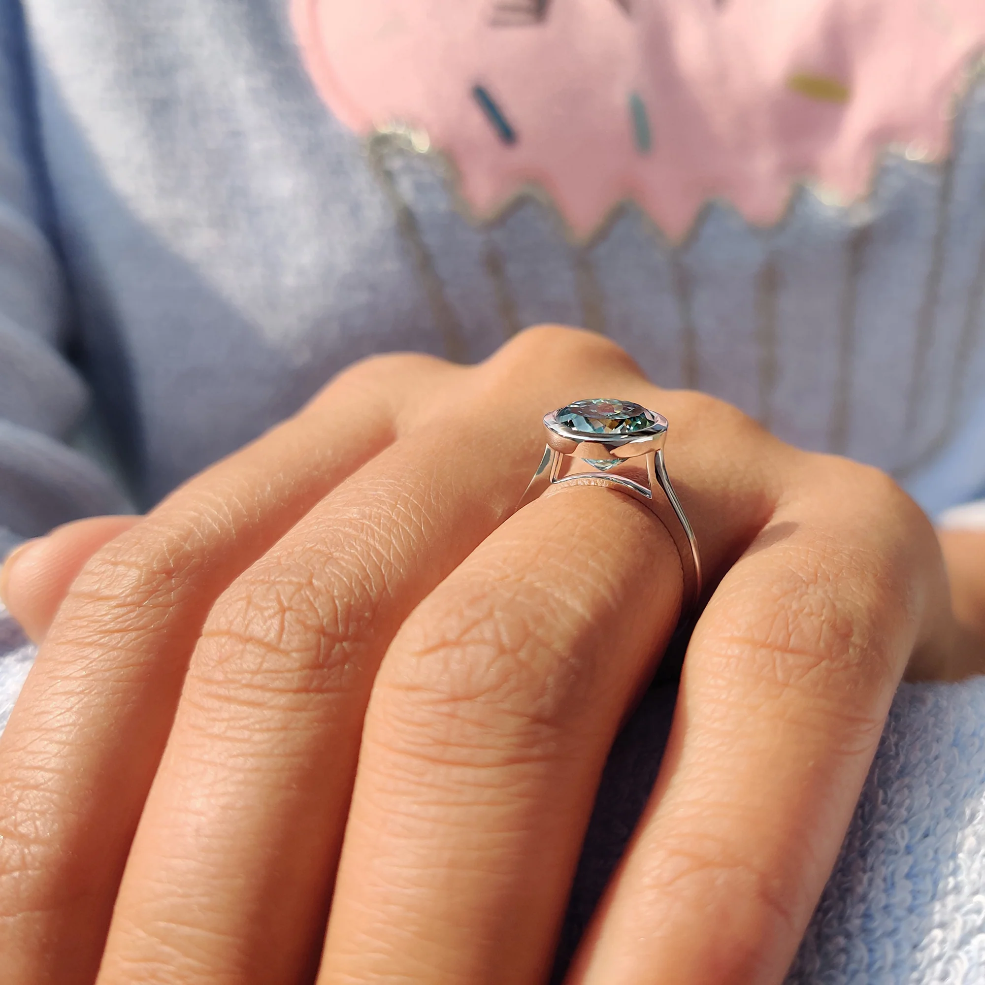 Portuguese Cut Engagement Ring In Bezel Setting - Image 4