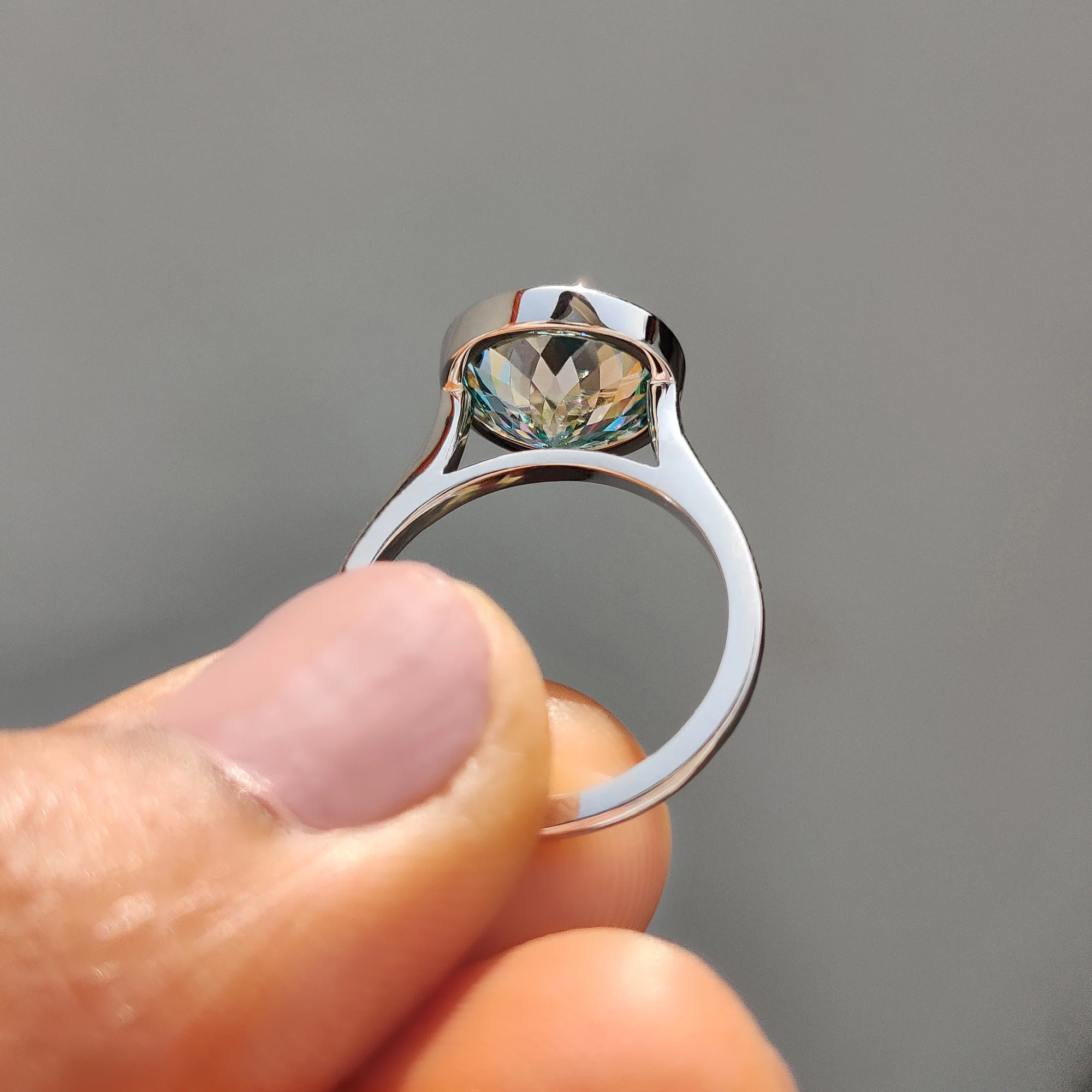 Portuguese Cut Engagement Ring In Bezel Setting - Image 6