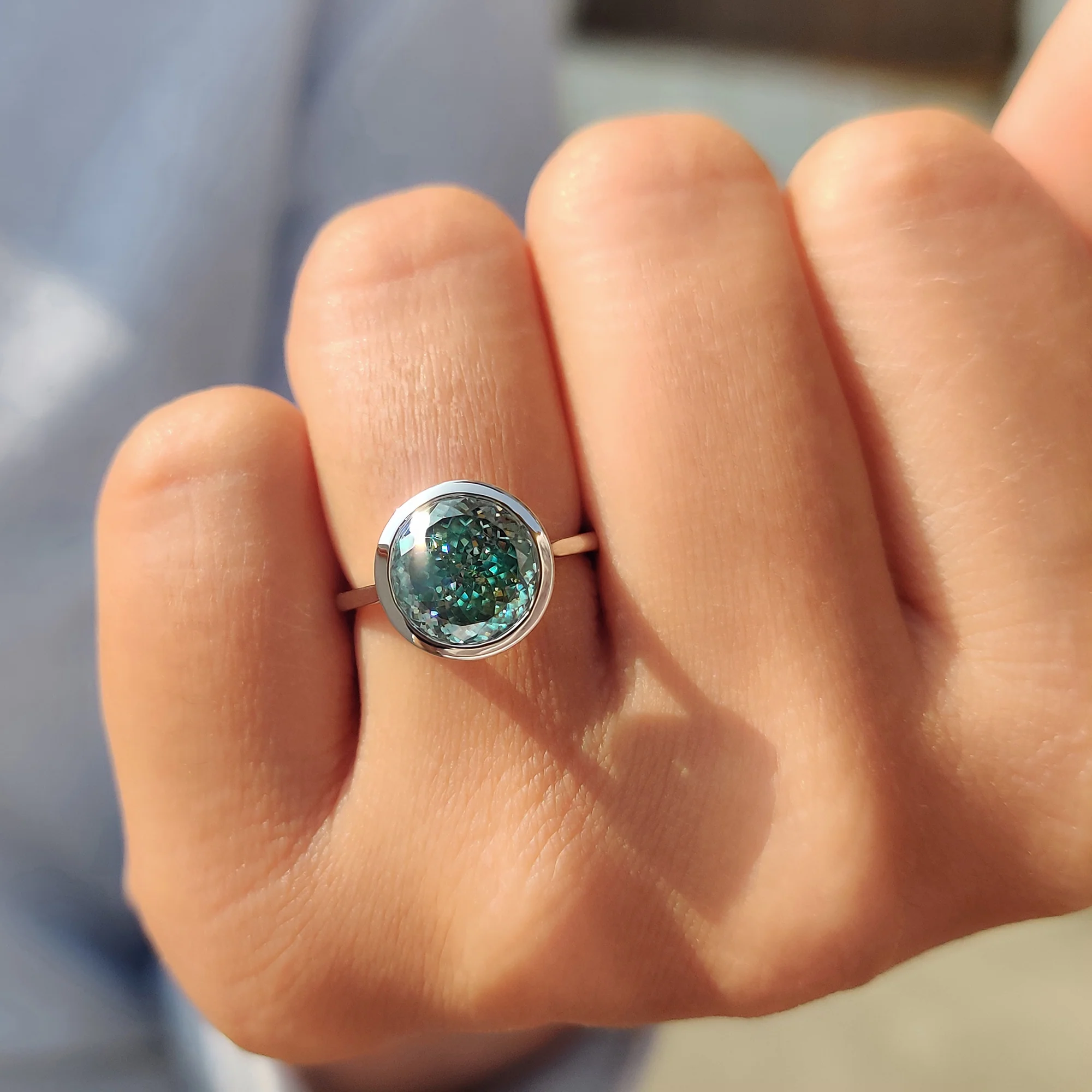 Portuguese Cut Engagement Ring In Bezel Setting - Image 7