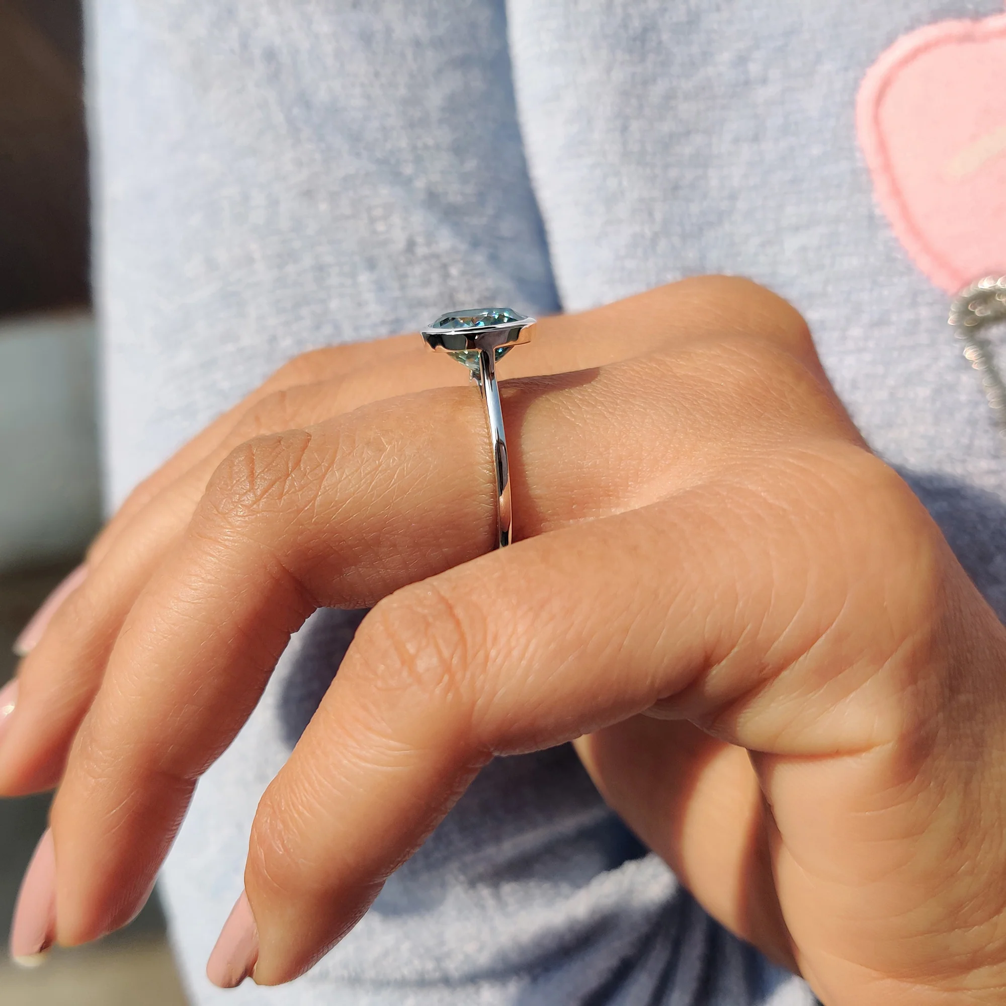 Portuguese Cut Engagement Ring In Bezel Setting - Image 8