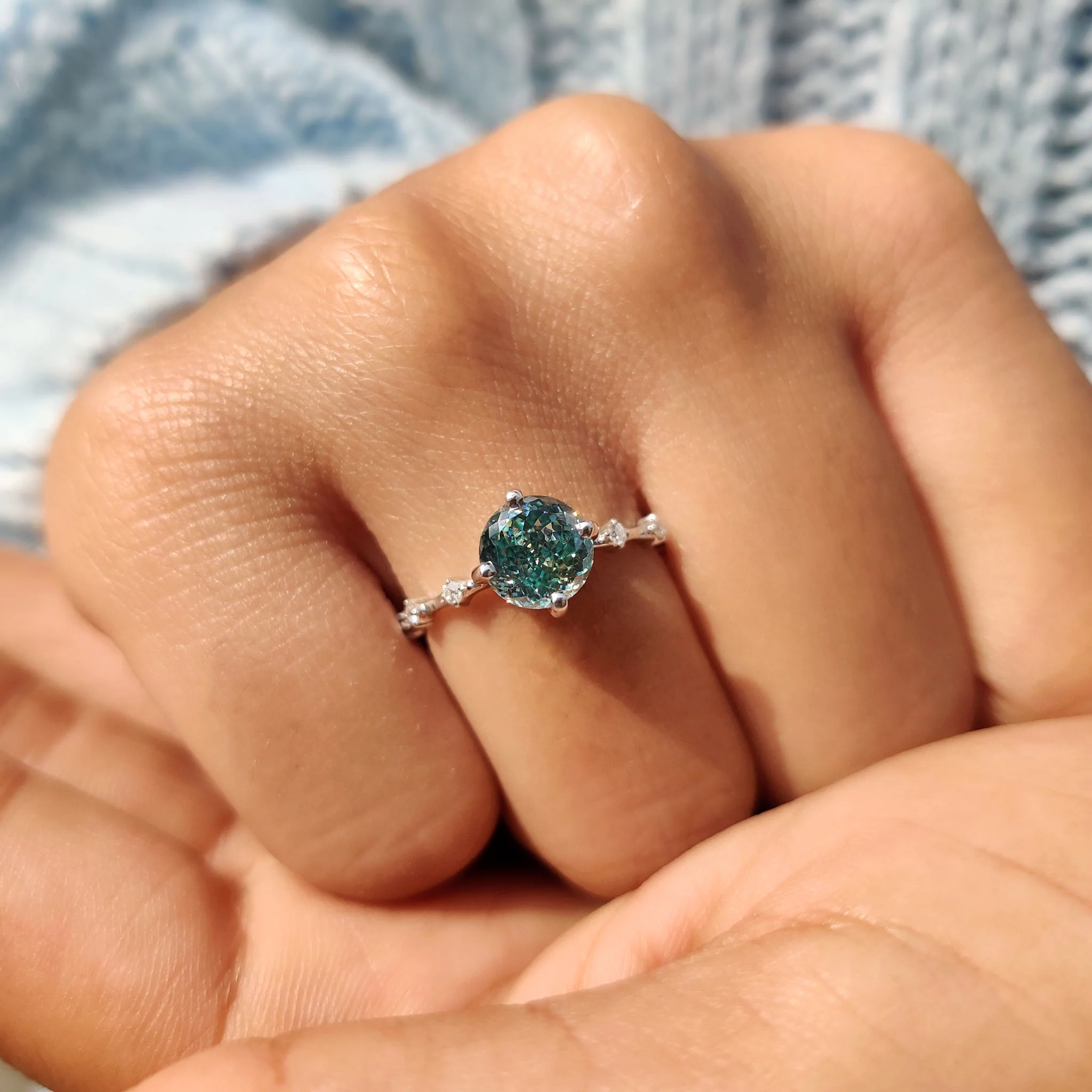 Portuguese Cut Ring With Distance Pave Set - Image 5