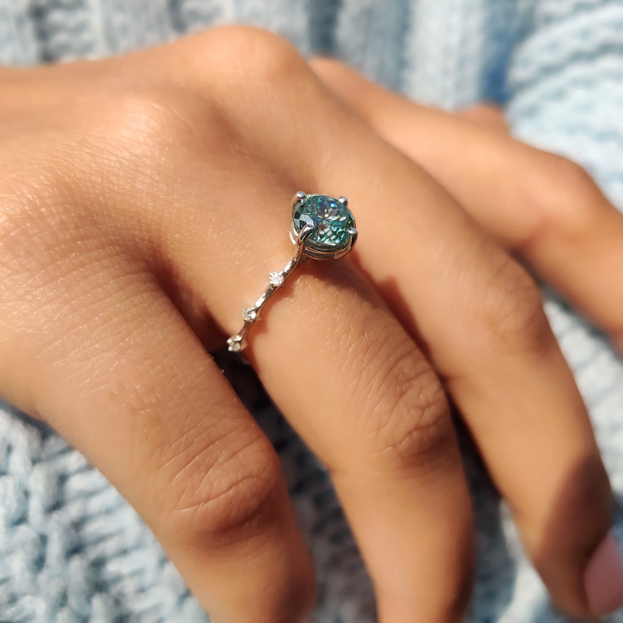 Portuguese Cut Ring With Distance Pave Set - Image 6