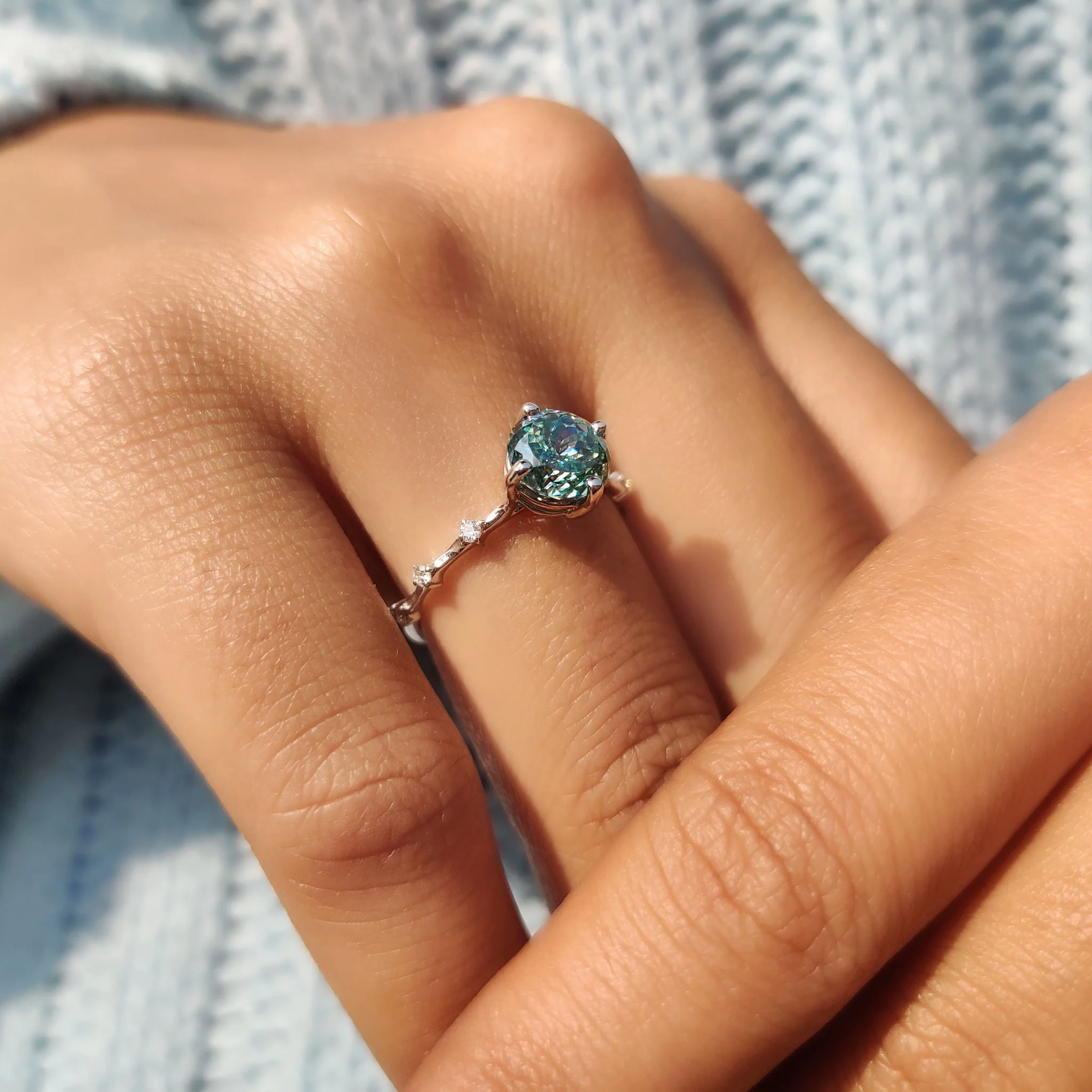 Portuguese Cut Ring With Distance Pave Set - Image 7