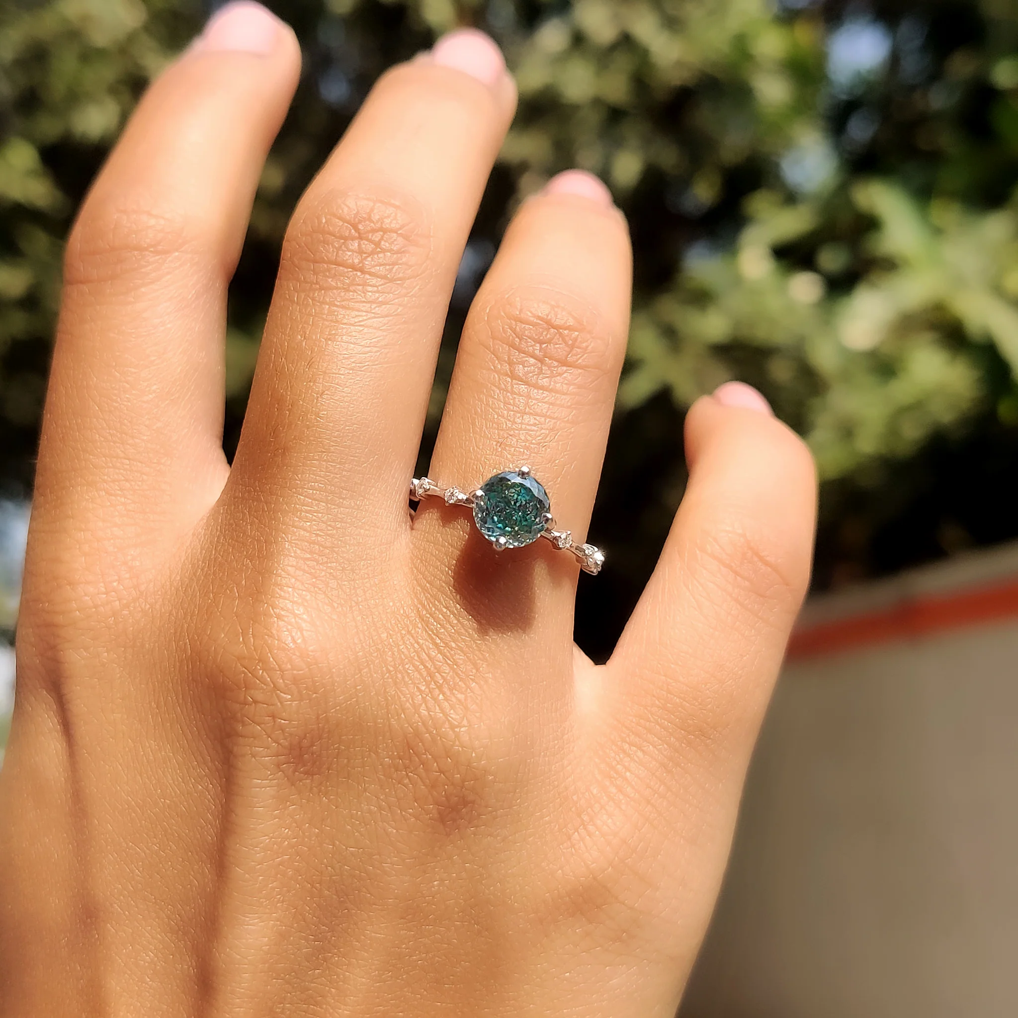 Portuguese Cut Ring With Distance Pave Set - Image 8