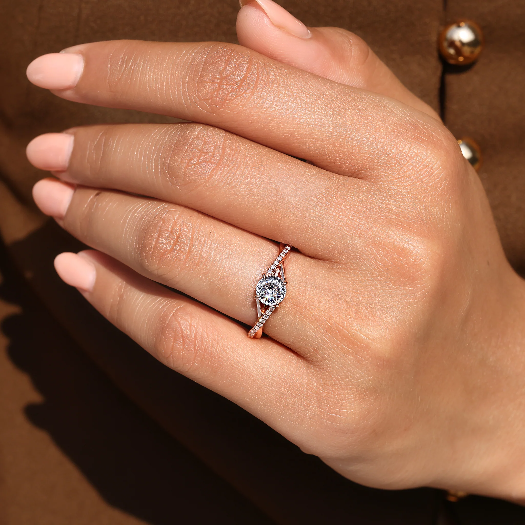 Portuguese Diamond Ring With Round Cut Pave Band - Image 10