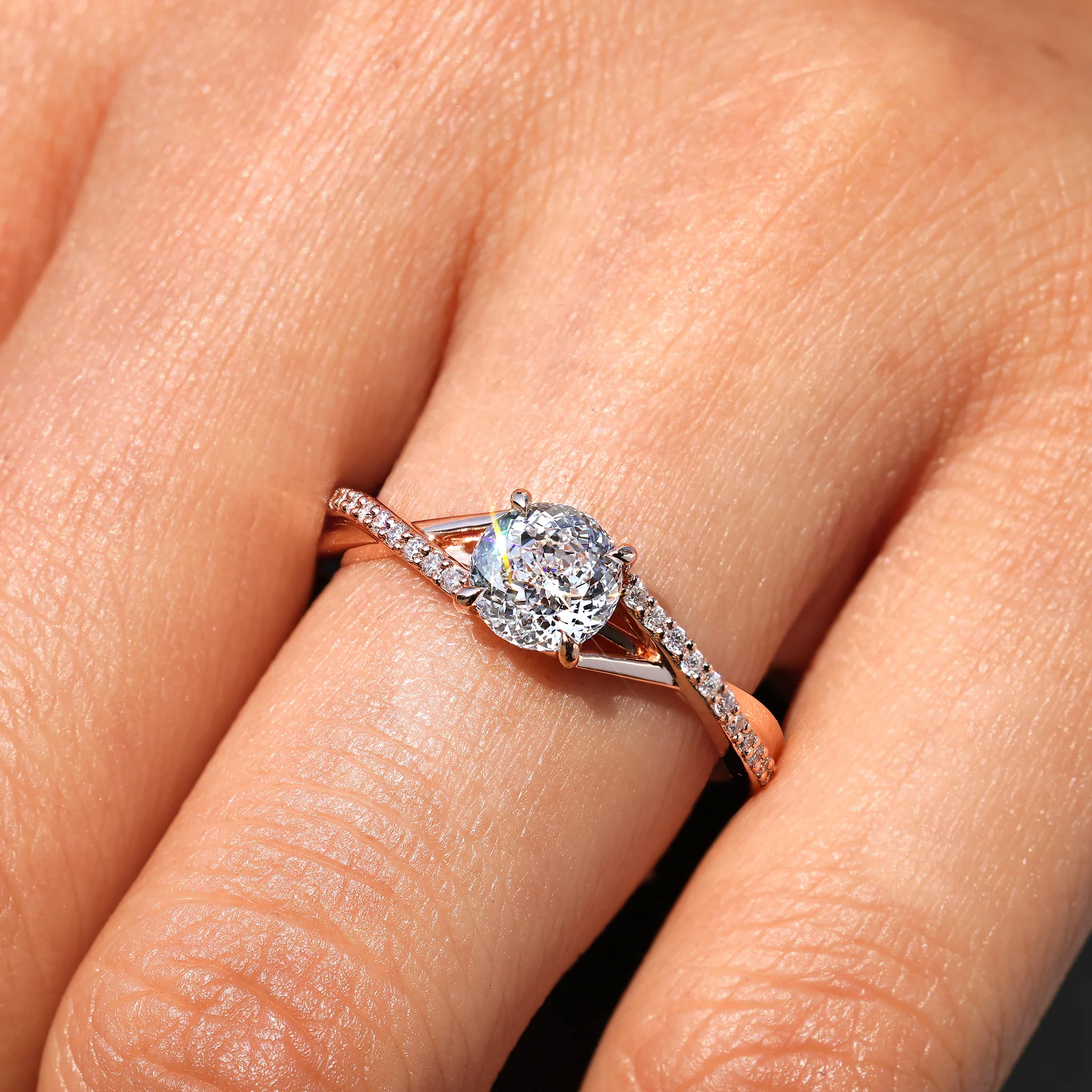 Portuguese Diamond Ring With Round Cut Pave Band - Image 4