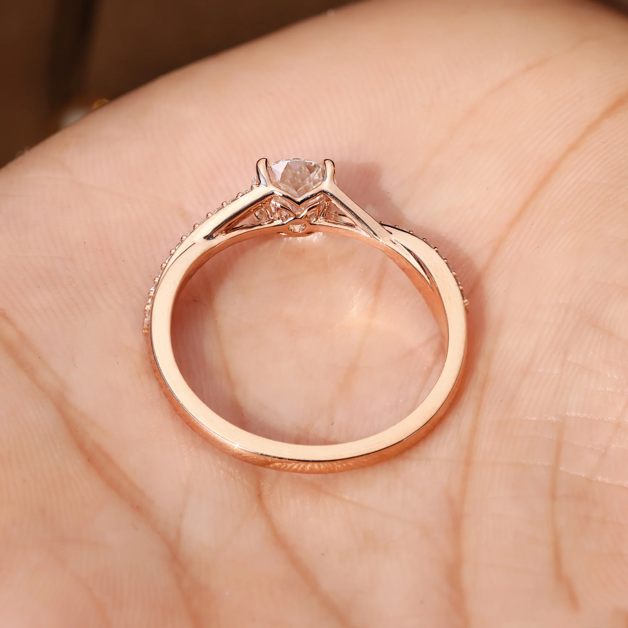 Portuguese Diamond Ring With Round Cut Pave Band - Image 5