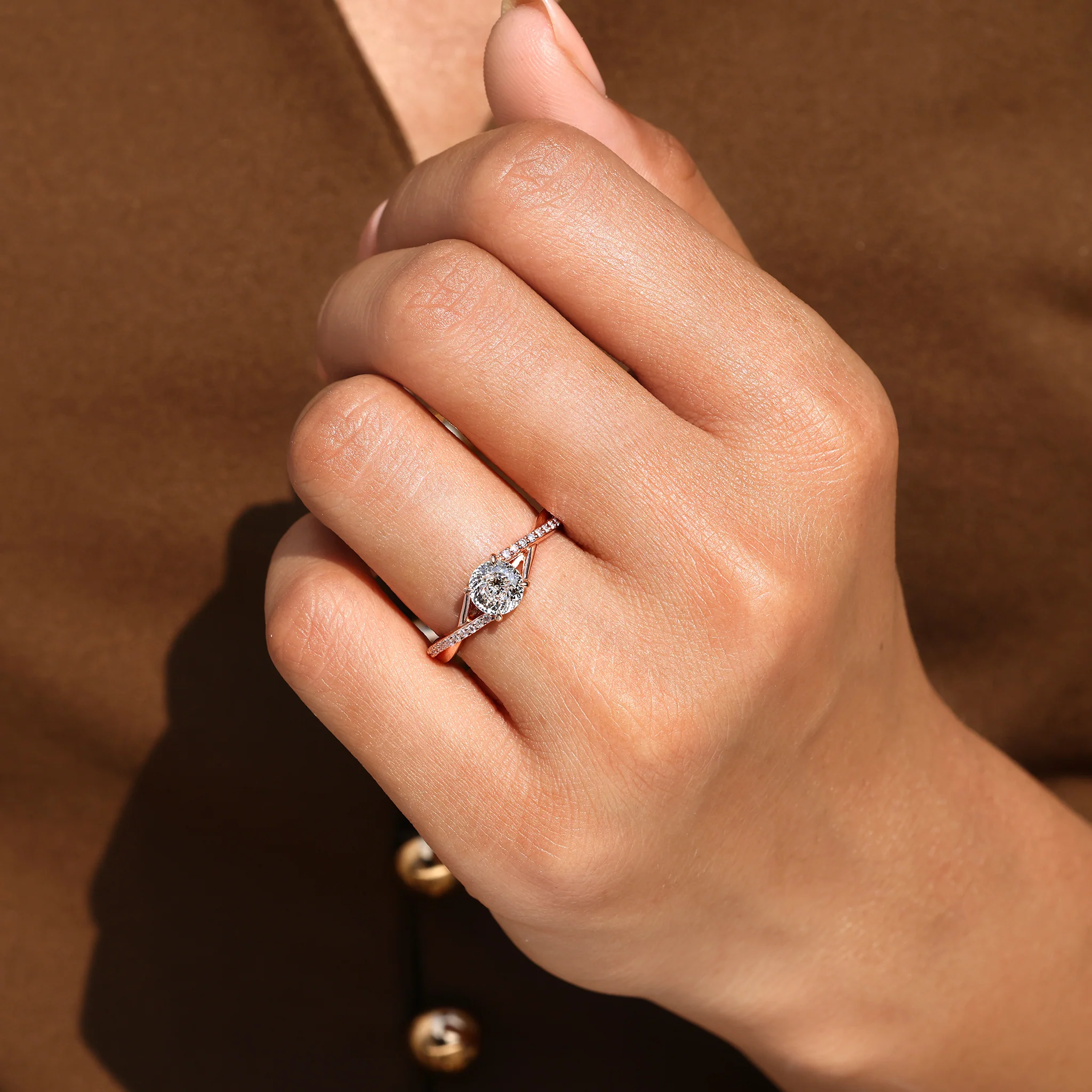 Portuguese Diamond Ring With Round Cut Pave Band - Image 6