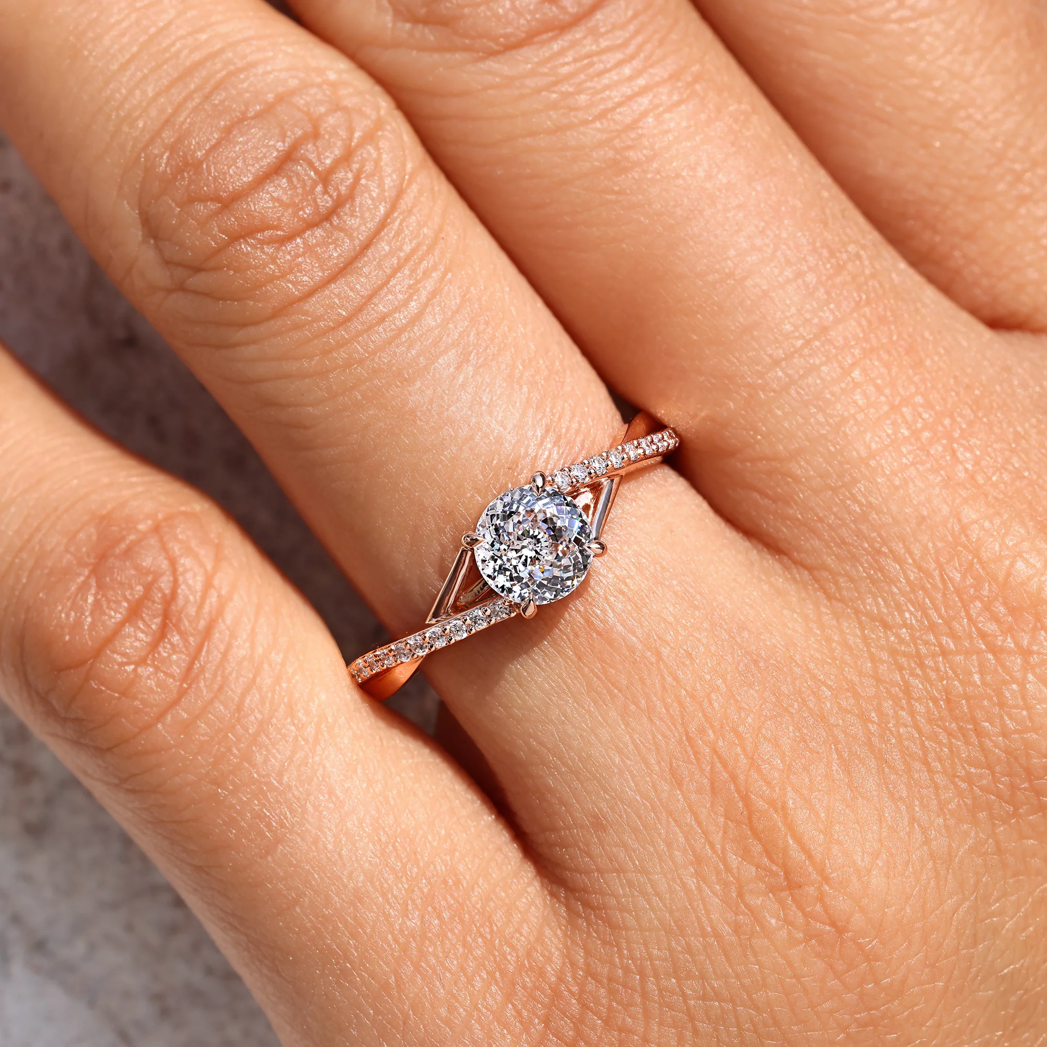 Portuguese Diamond Ring With Round Cut Pave Band - Image 7