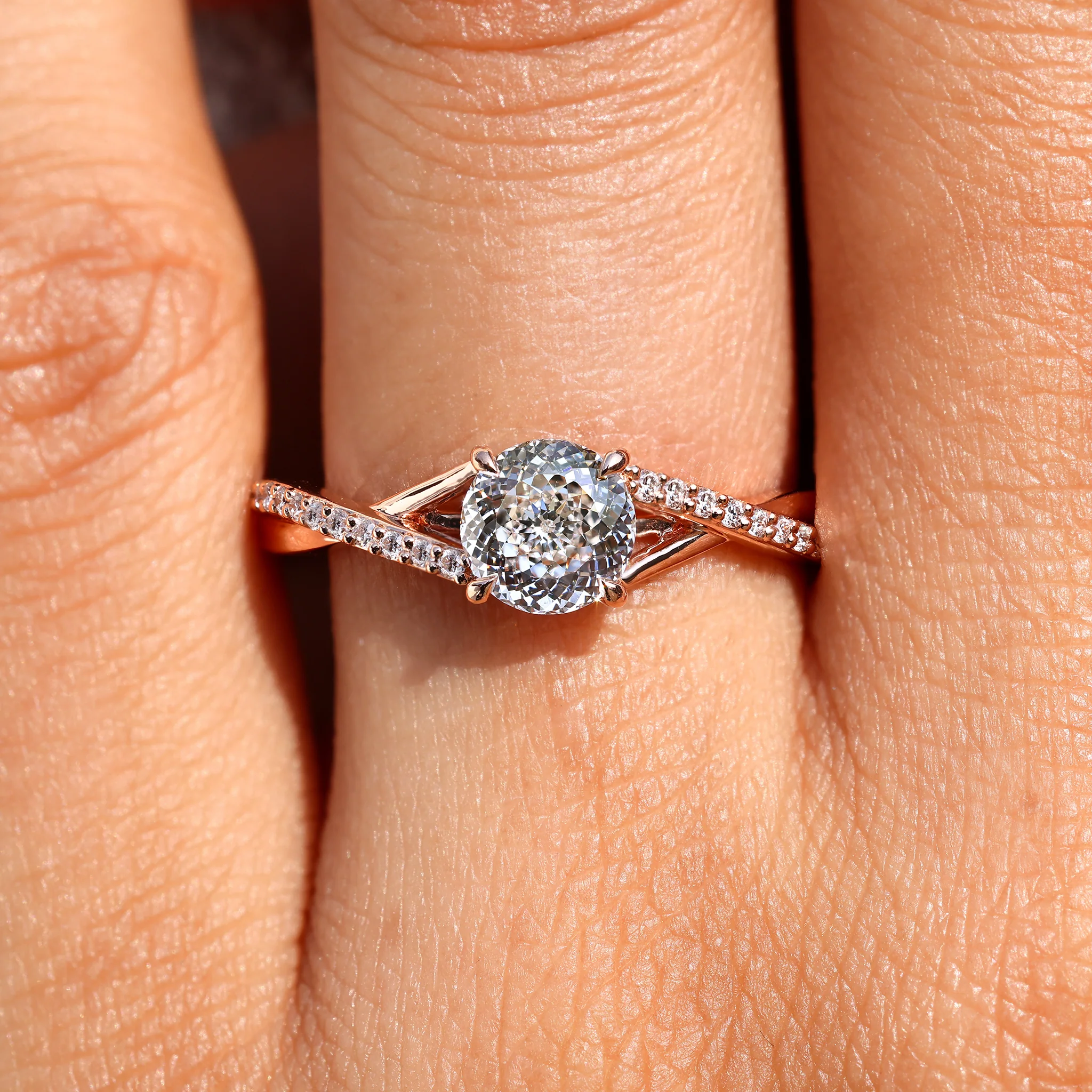 Portuguese Diamond Ring With Round Cut Pave Band - Image 9