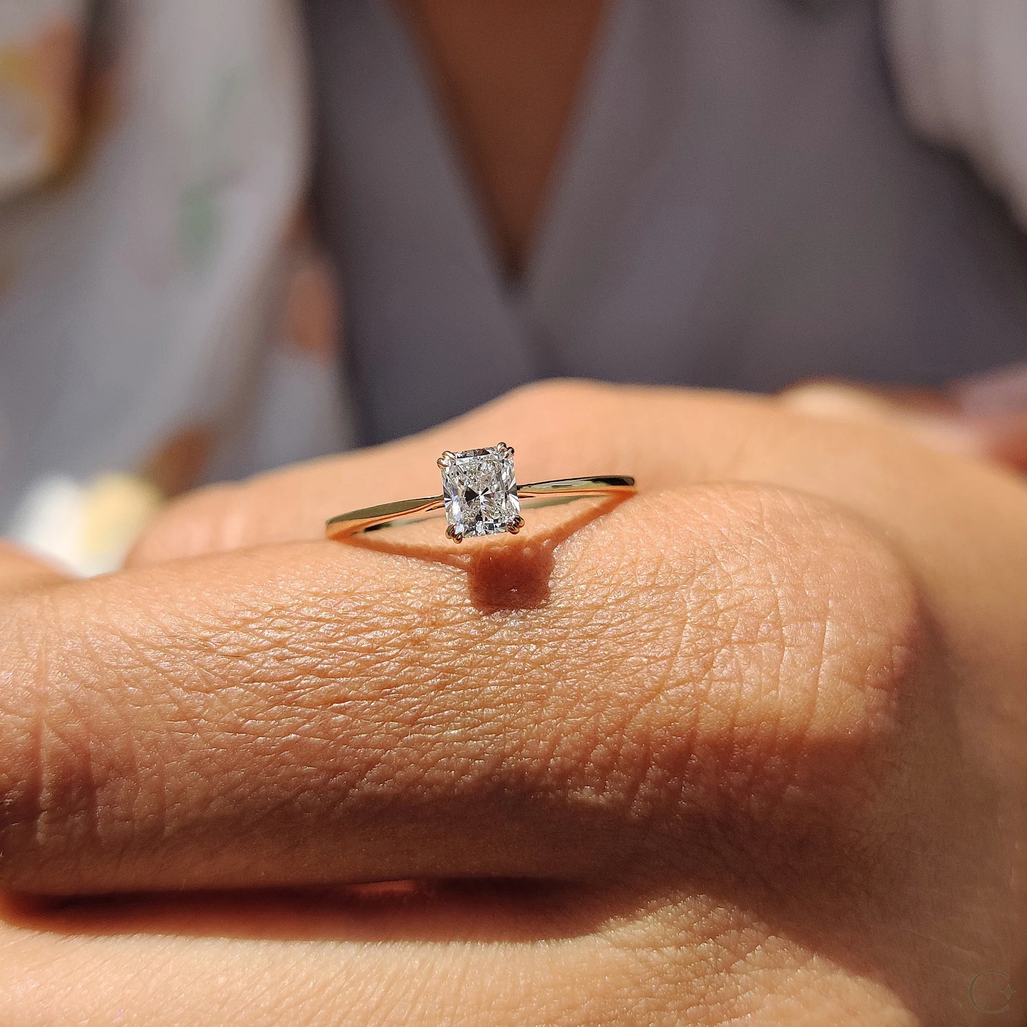 Radiant Cut Gold Engagement Ring in Solitaire Style - Image 3