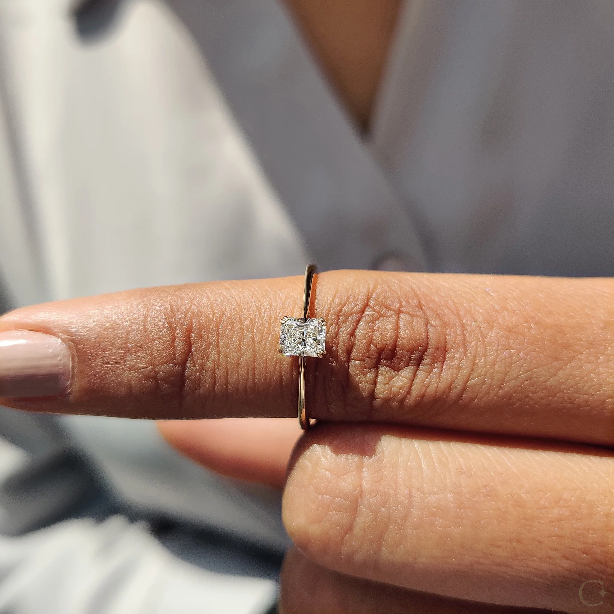 Radiant Cut Gold Engagement Ring in Solitaire Style - Image 4