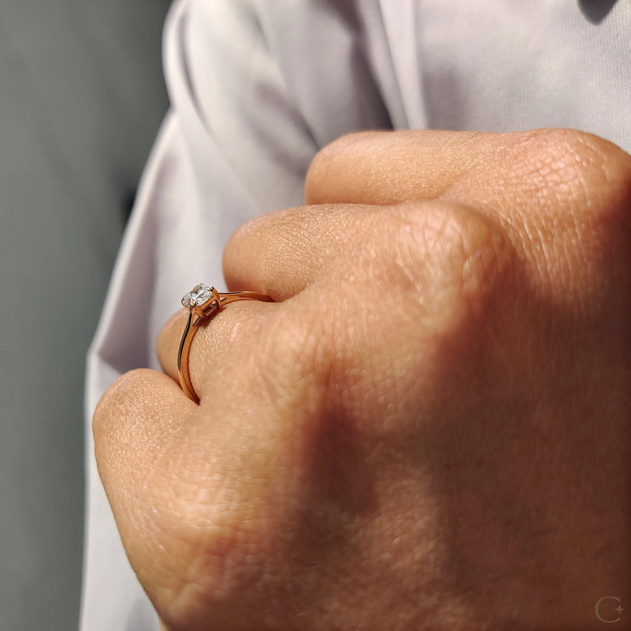 Radiant Cut Gold Engagement Ring in Solitaire Style - Image 6