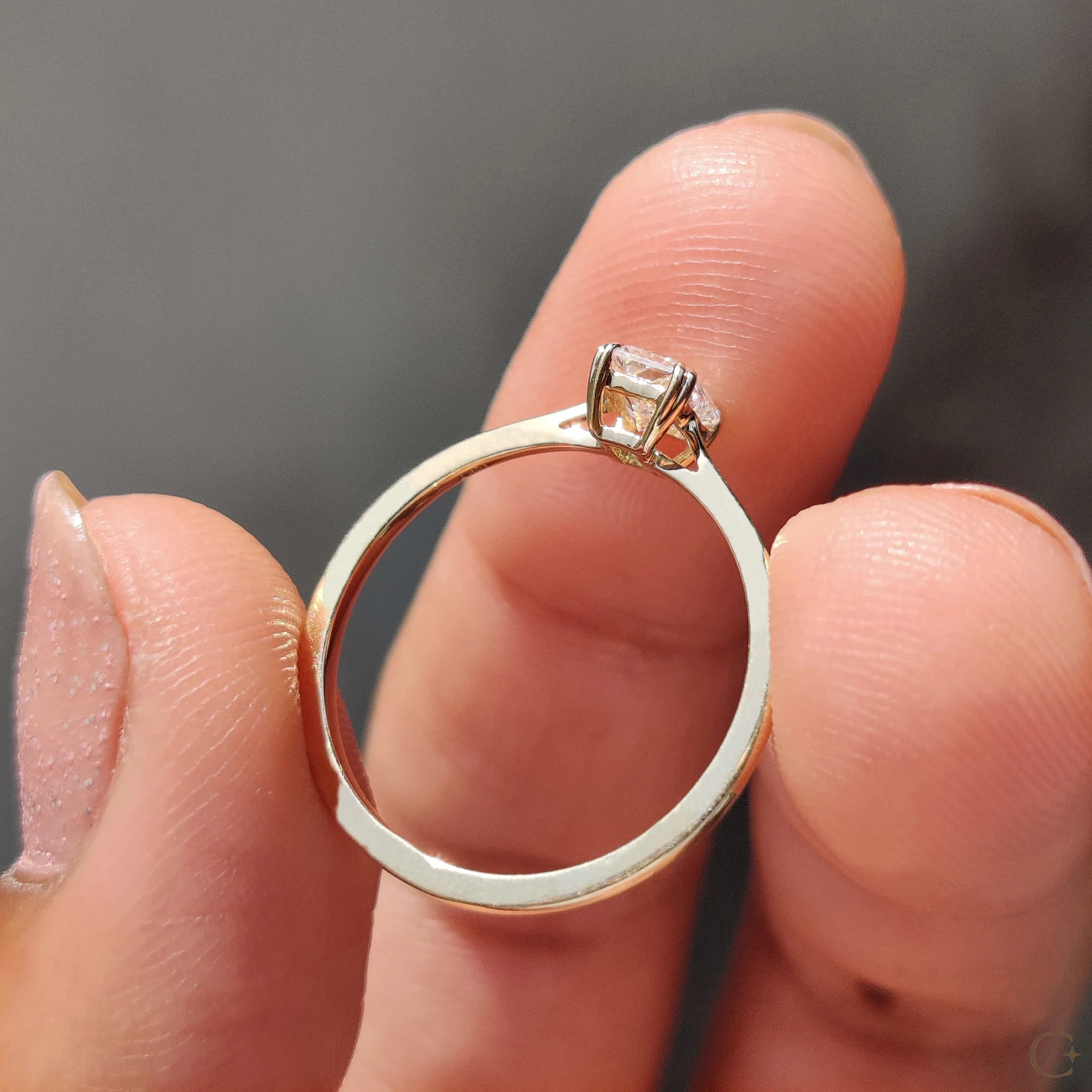 Radiant Cut Gold Engagement Ring in Solitaire Style - Image 8