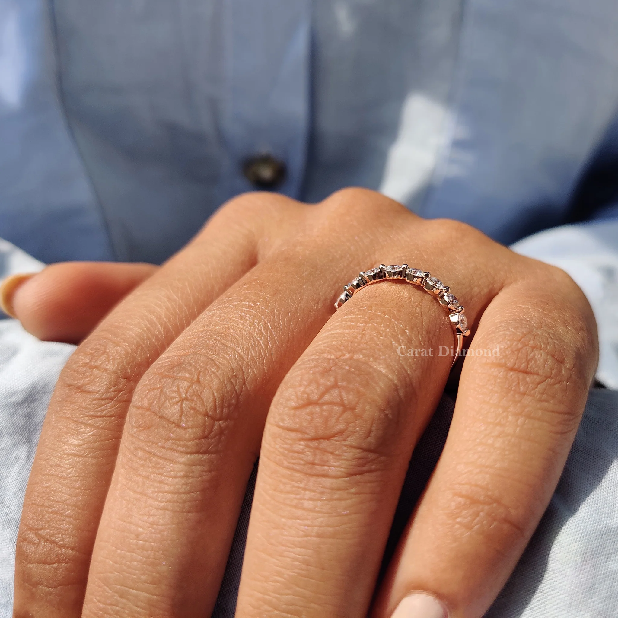 Round Cut Half Eternity Diamond Band - Image 3