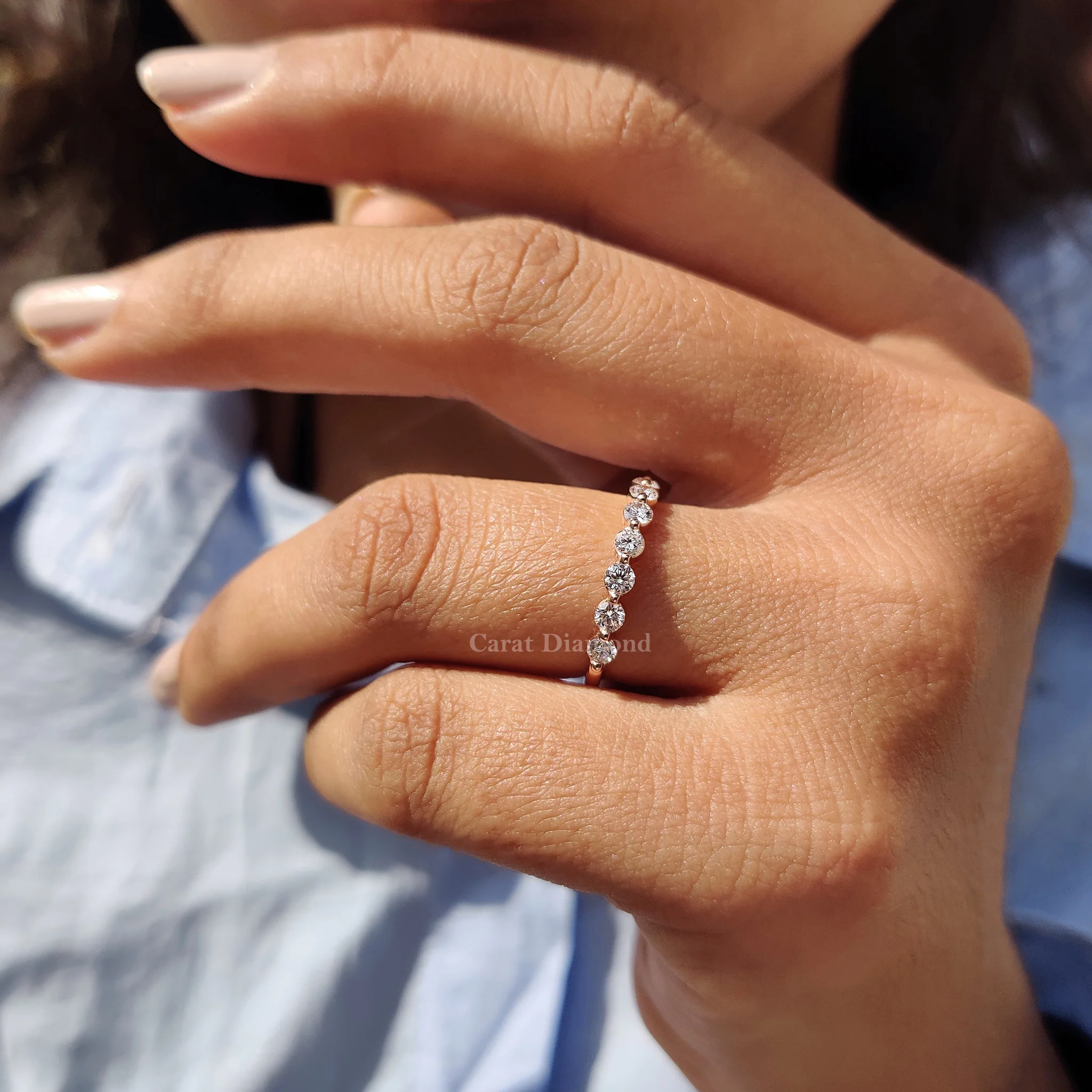 Round Cut Half Eternity Diamond Band - Image 4