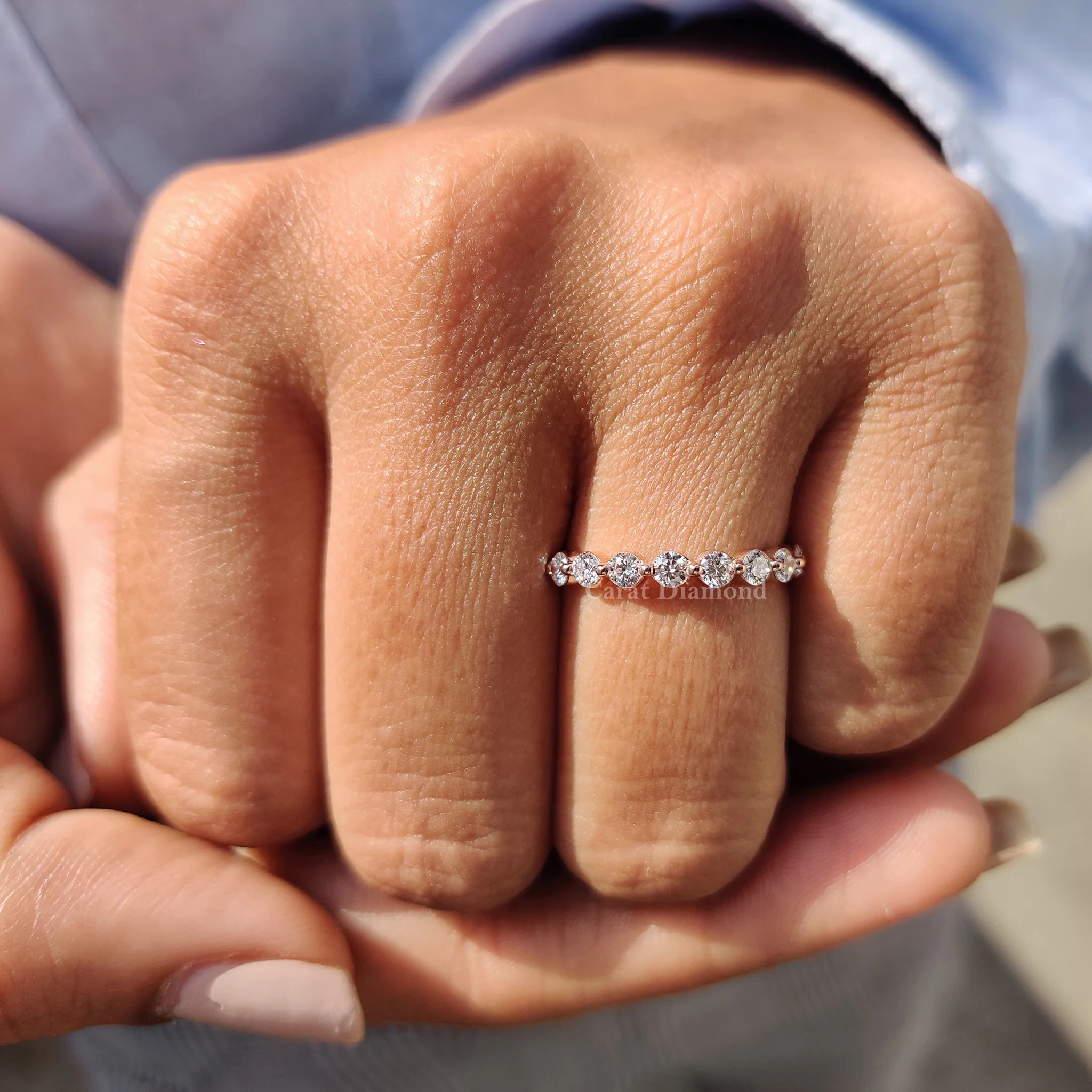 Round Cut Half Eternity Diamond Band - Image 6