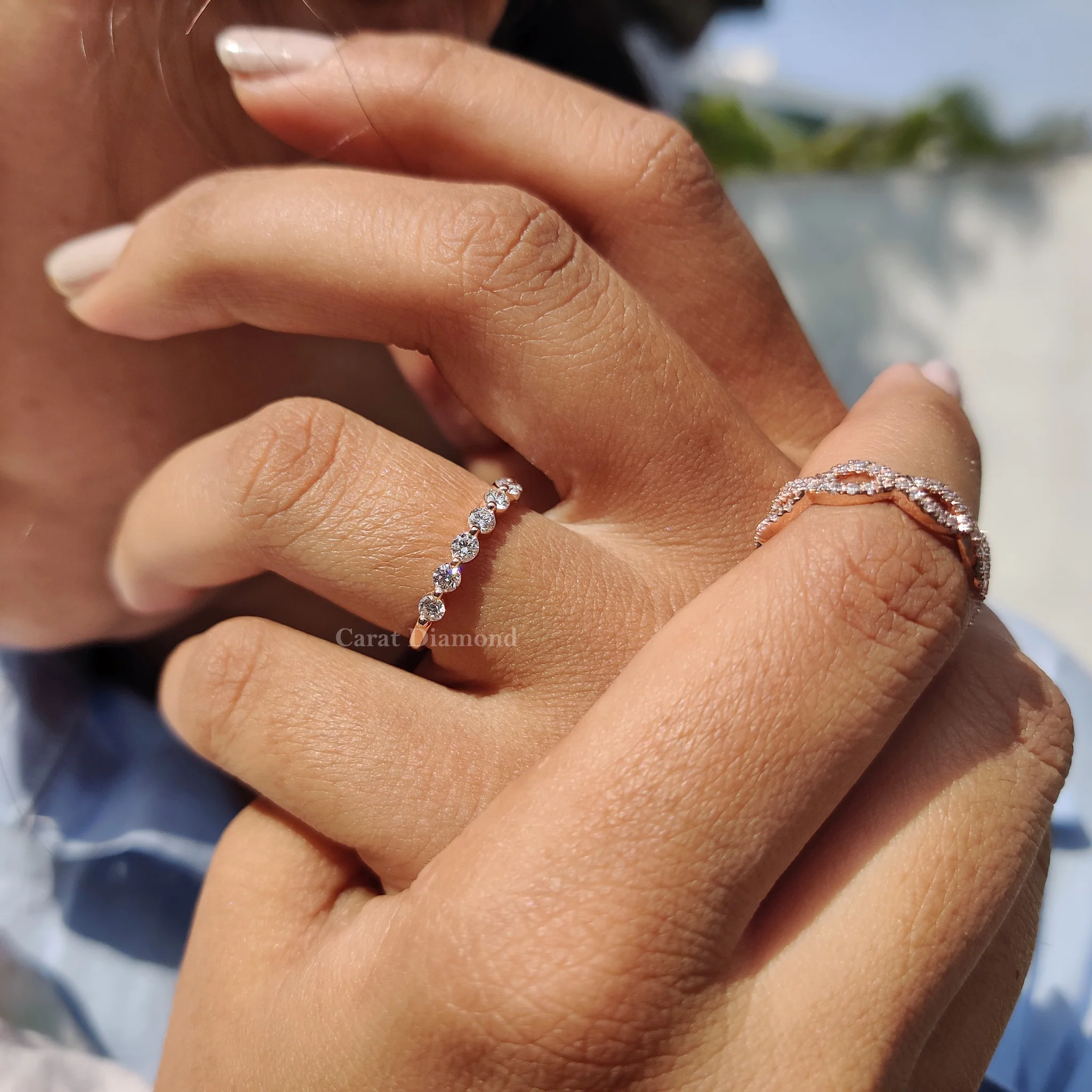 Round Cut Half Eternity Diamond Band - Image 7