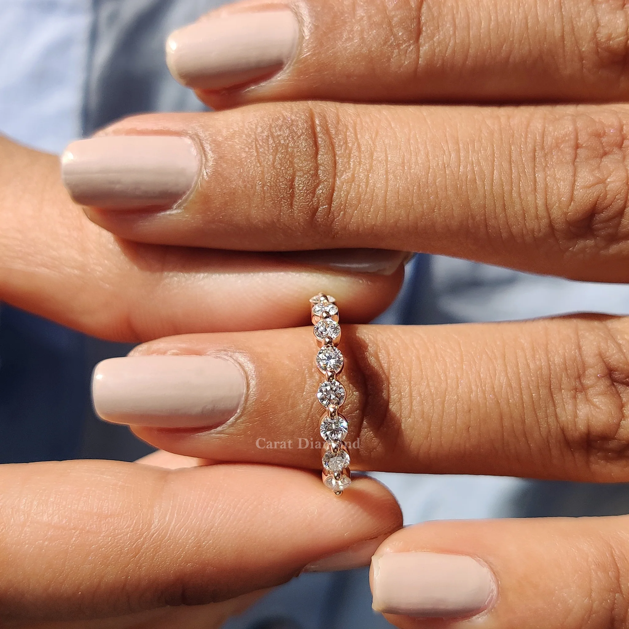 Round Cut Half Eternity Diamond Band - Image 8