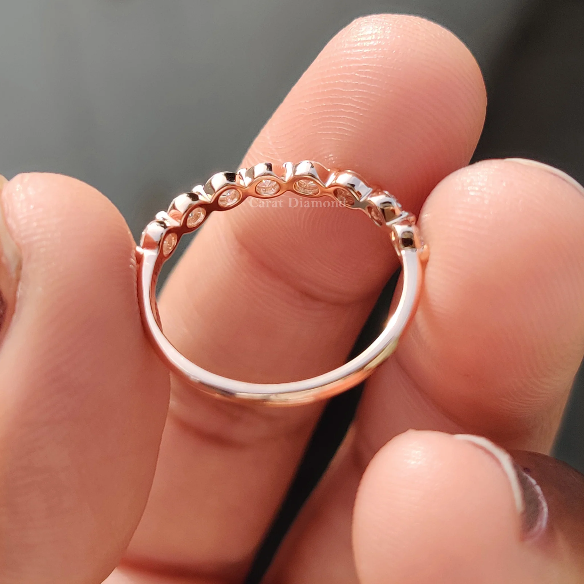 Round Cut Half Eternity Diamond Band - Image 9