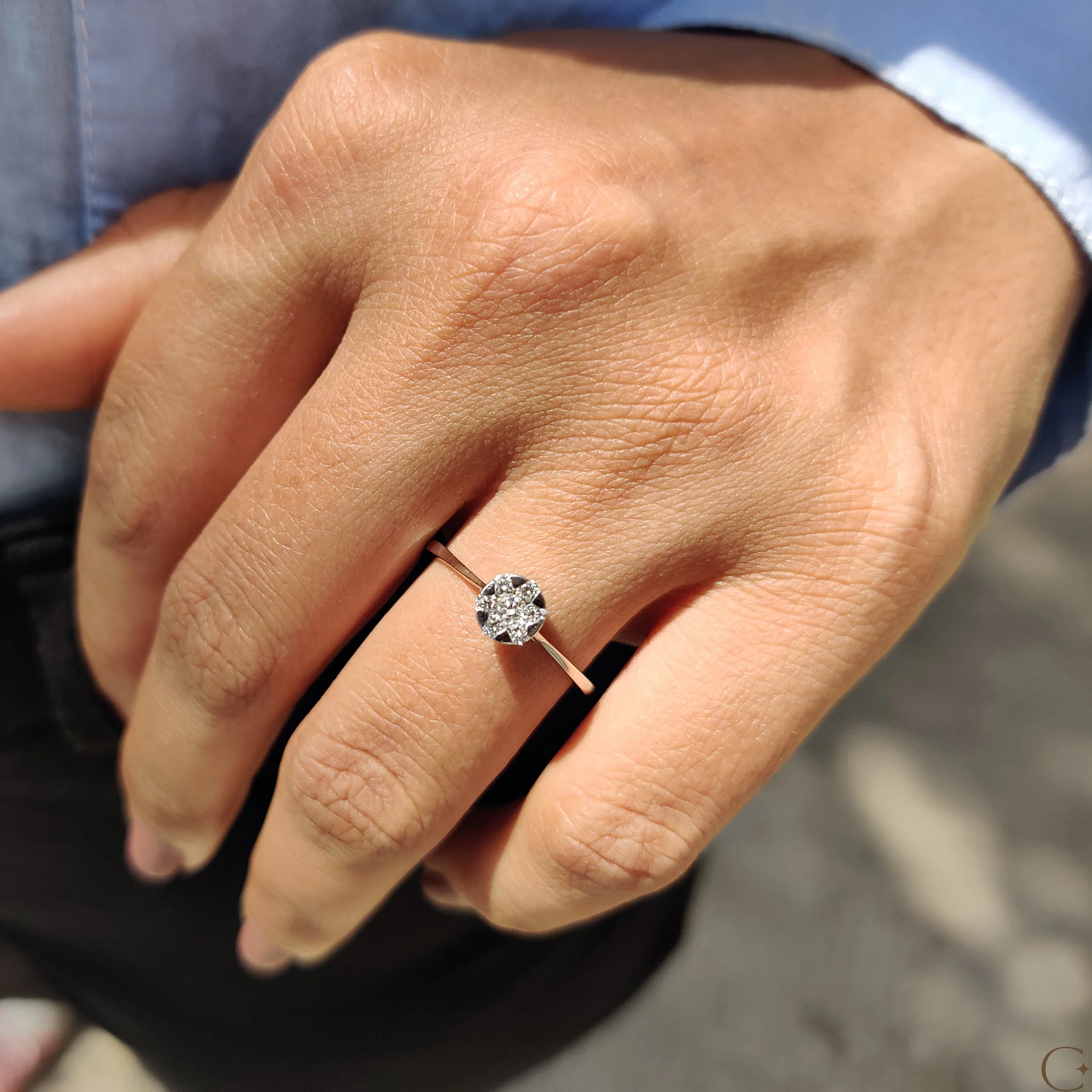Round Cut Diamond Ring in Classic Tapered Shank - Image 6