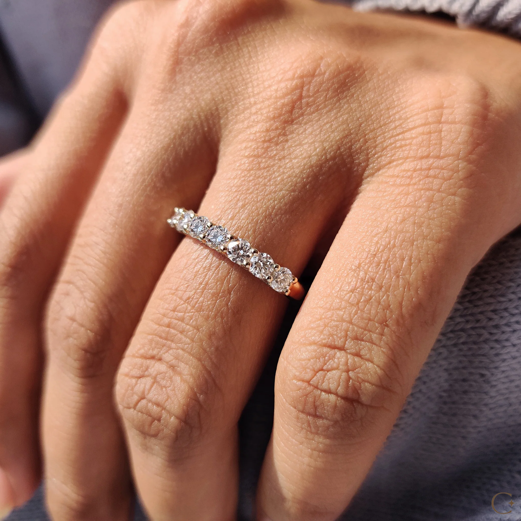 Round Cut Wedding Band In Half Eternity Style - Image 3