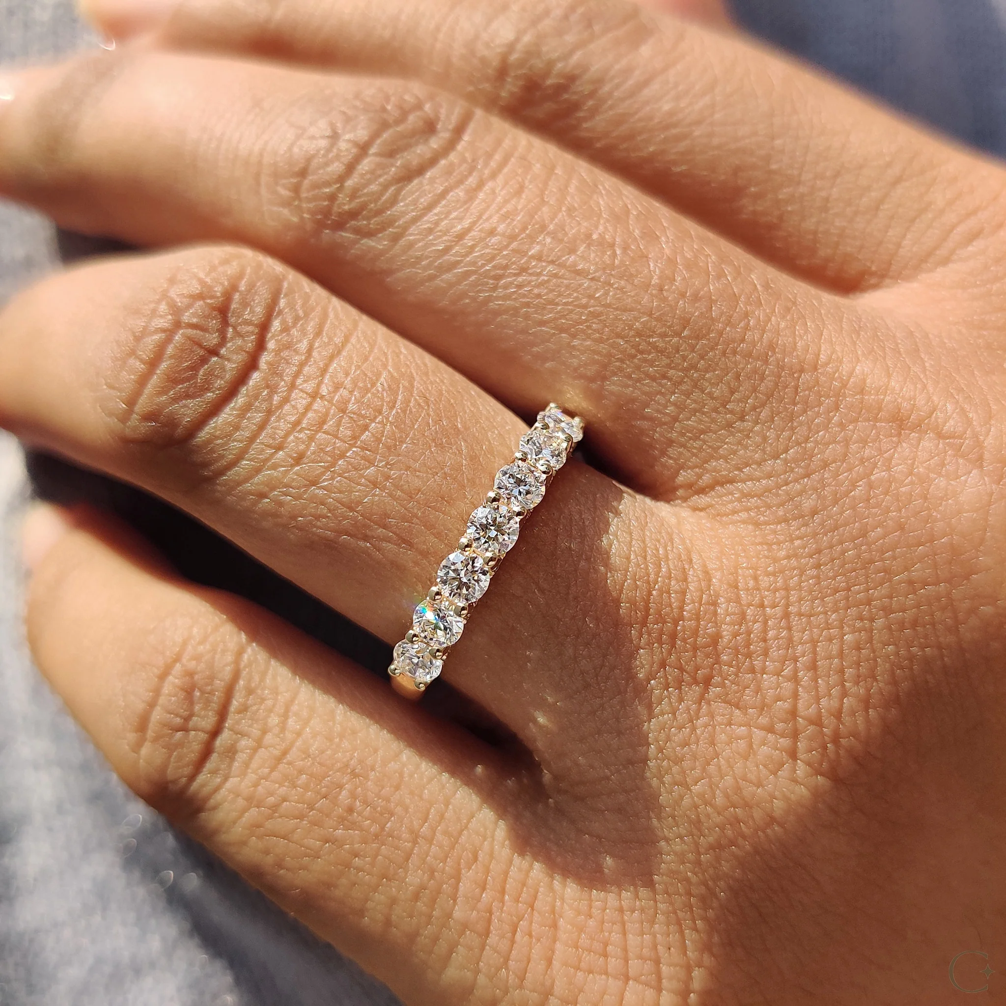 Round Cut Wedding Band In Half Eternity Style - Image 5