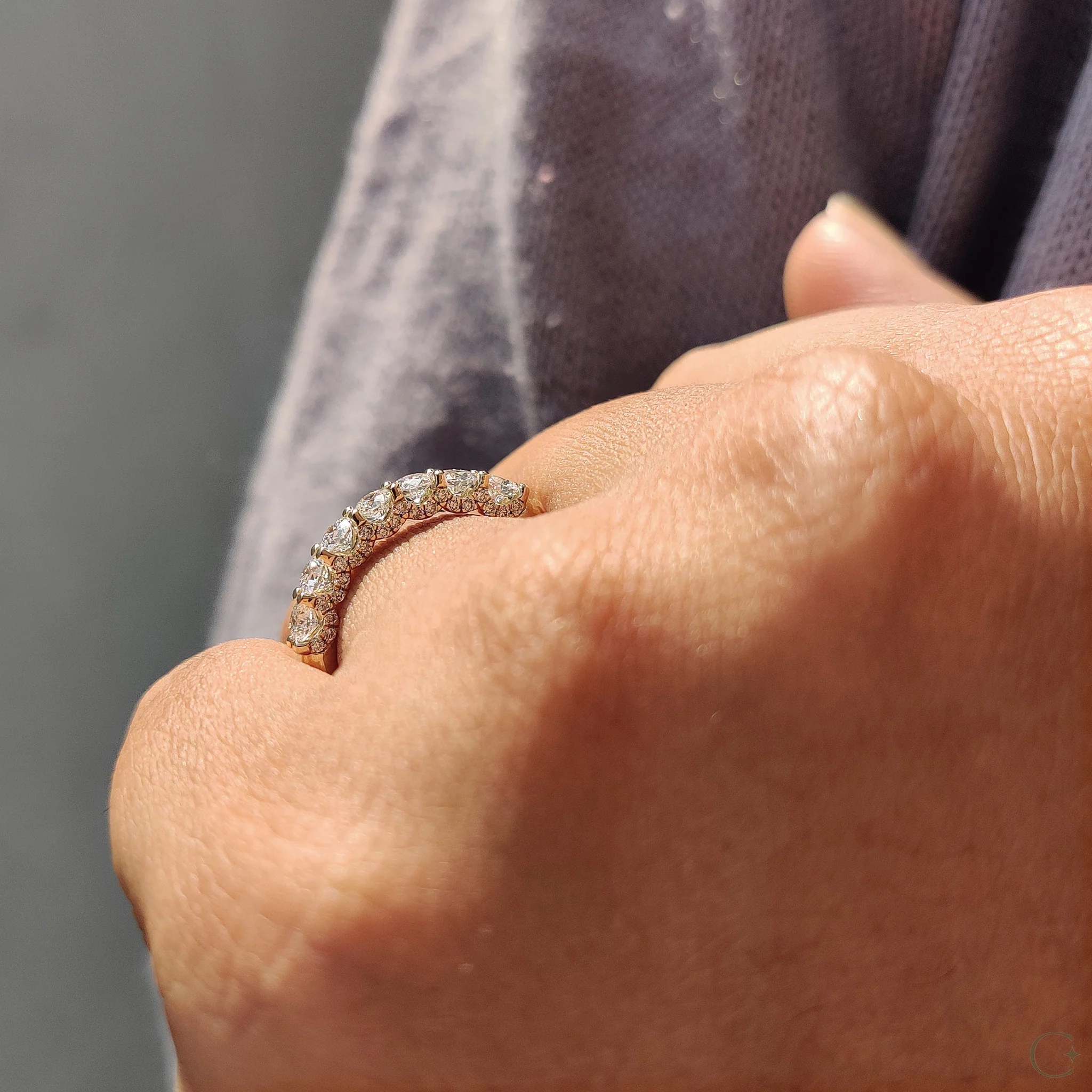 Round Cut Wedding Band In Half Eternity Style - Image 6