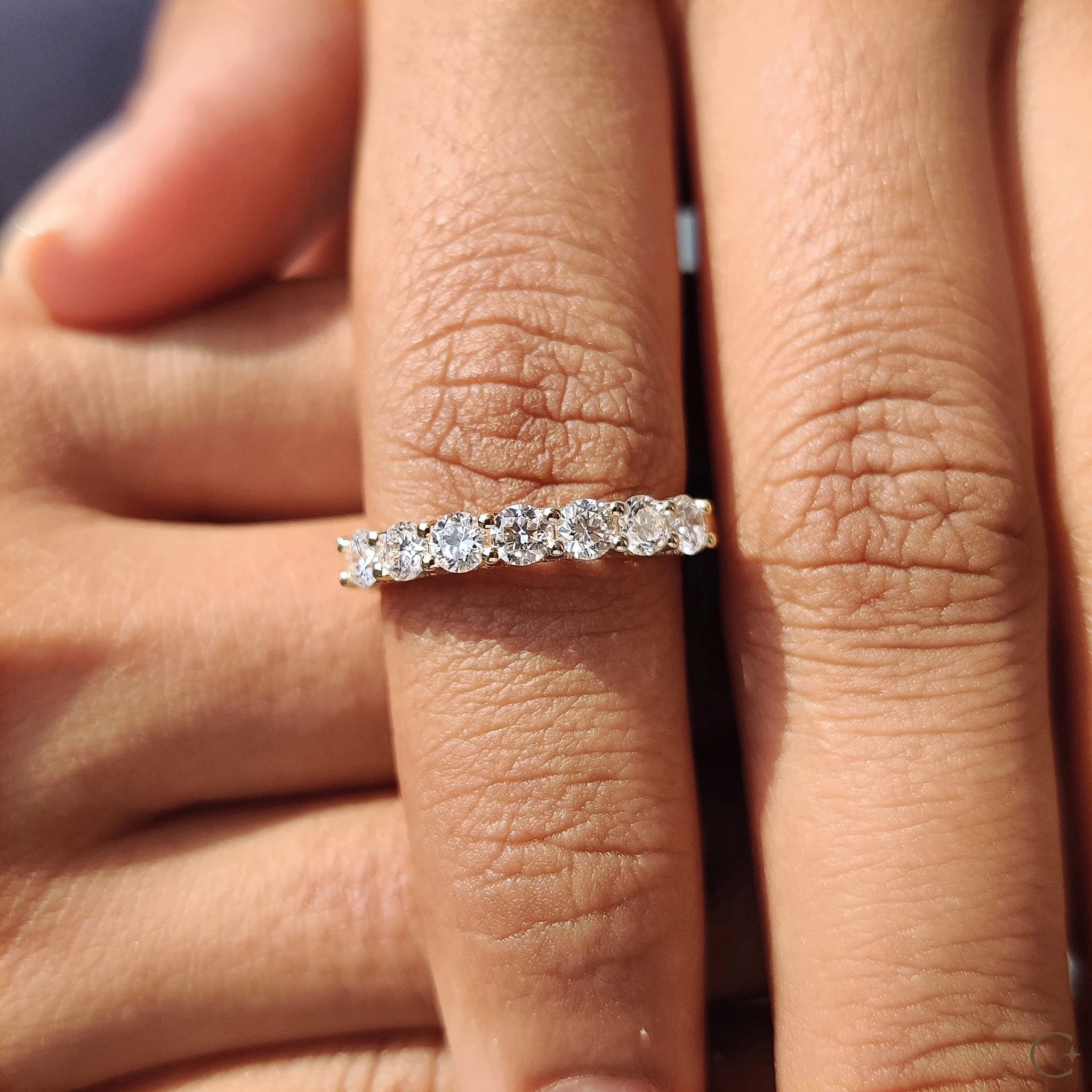 Round Cut Wedding Band In Half Eternity Style - Image 7