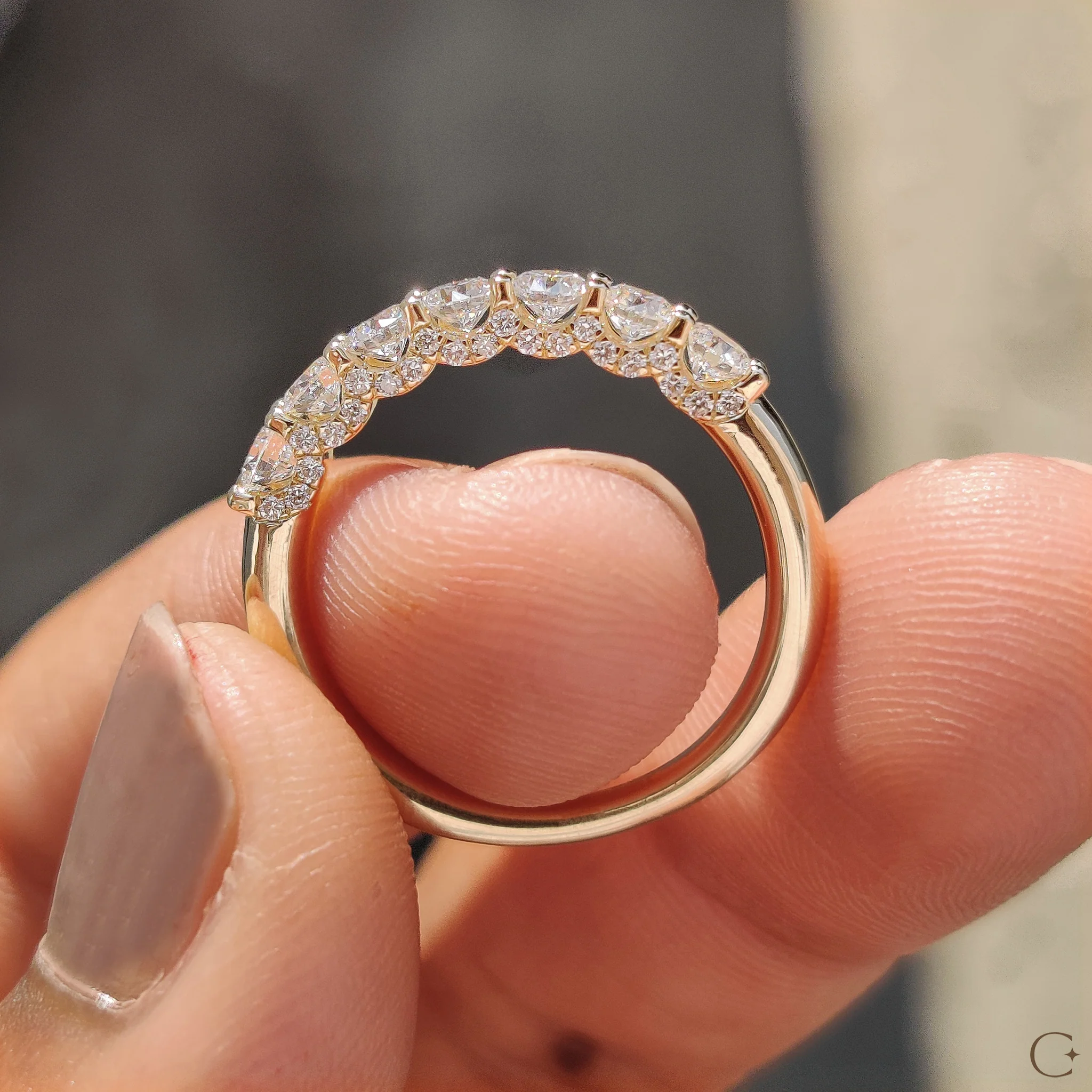 Round Cut Wedding Band In Half Eternity Style - Image 8