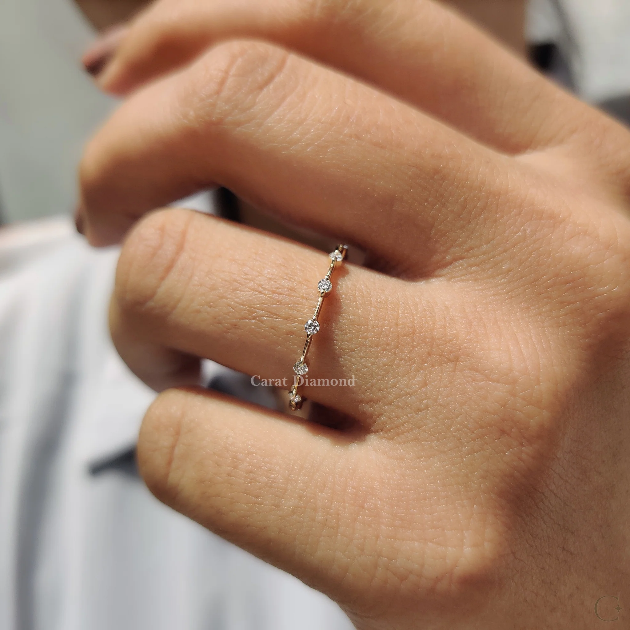 Round Diamond Eternity Band in Distance Pave Style - Image 10