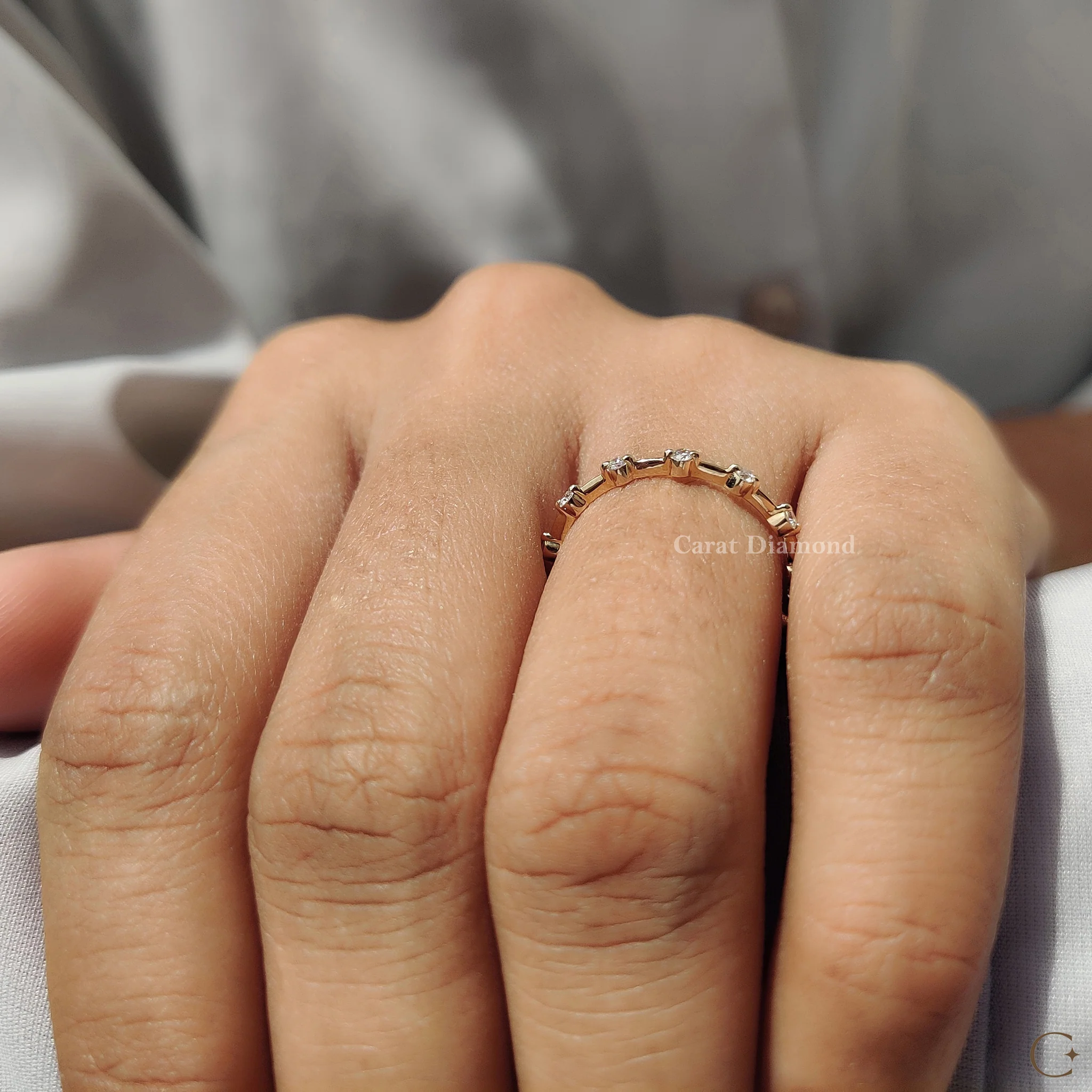 Round Diamond Eternity Band in Distance Pave Style - Image 4