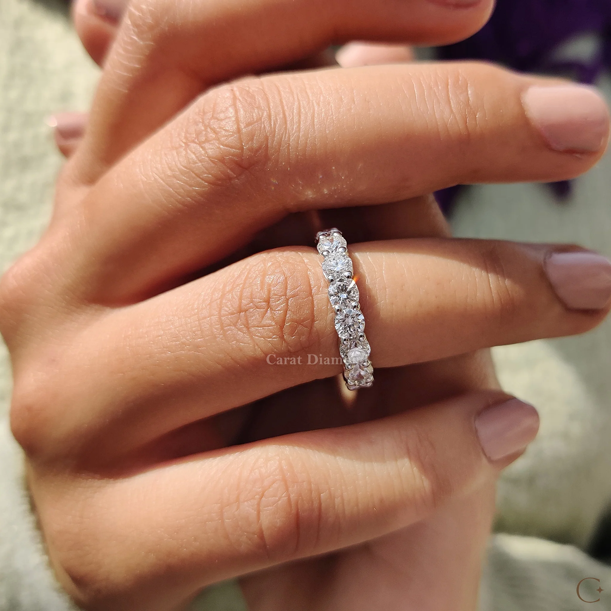 Round Diamond Eternity Band In Secure Prong Style - Image 3