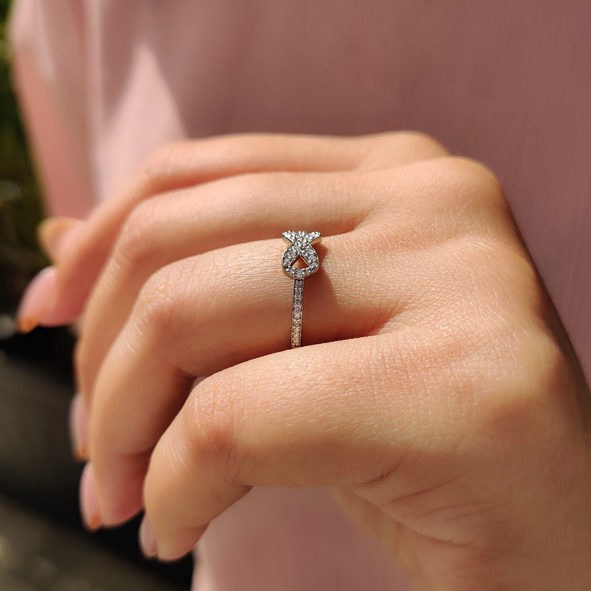 Round Diamond Ribbon Ring In Half Eternity Style - Image 7