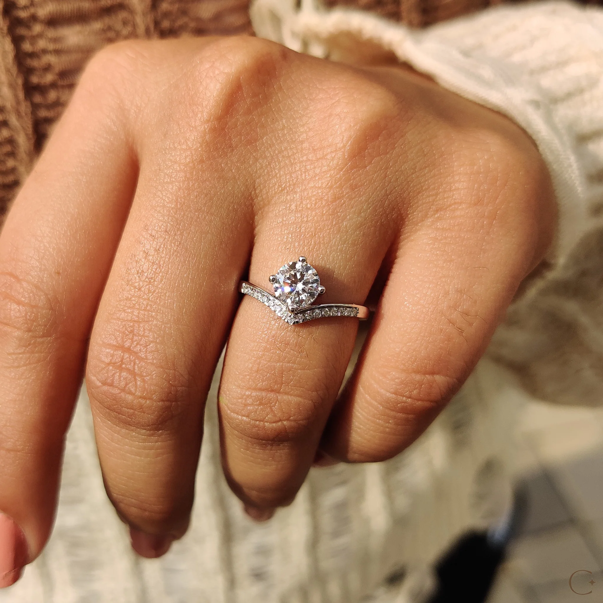 Round Diamond Ring In Upside Down Style - Image 5