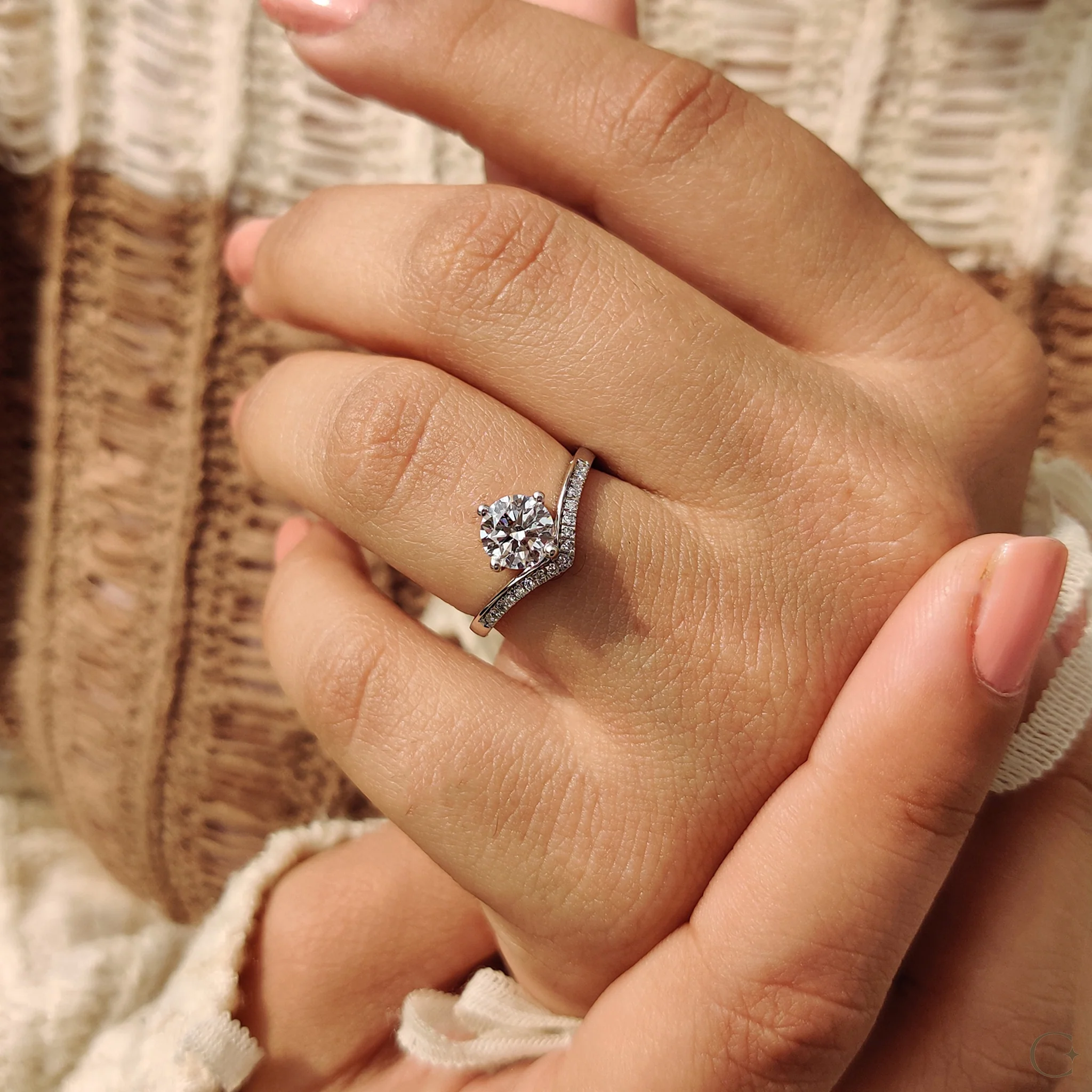 Round Diamond Ring In Upside Down Style - Image 7