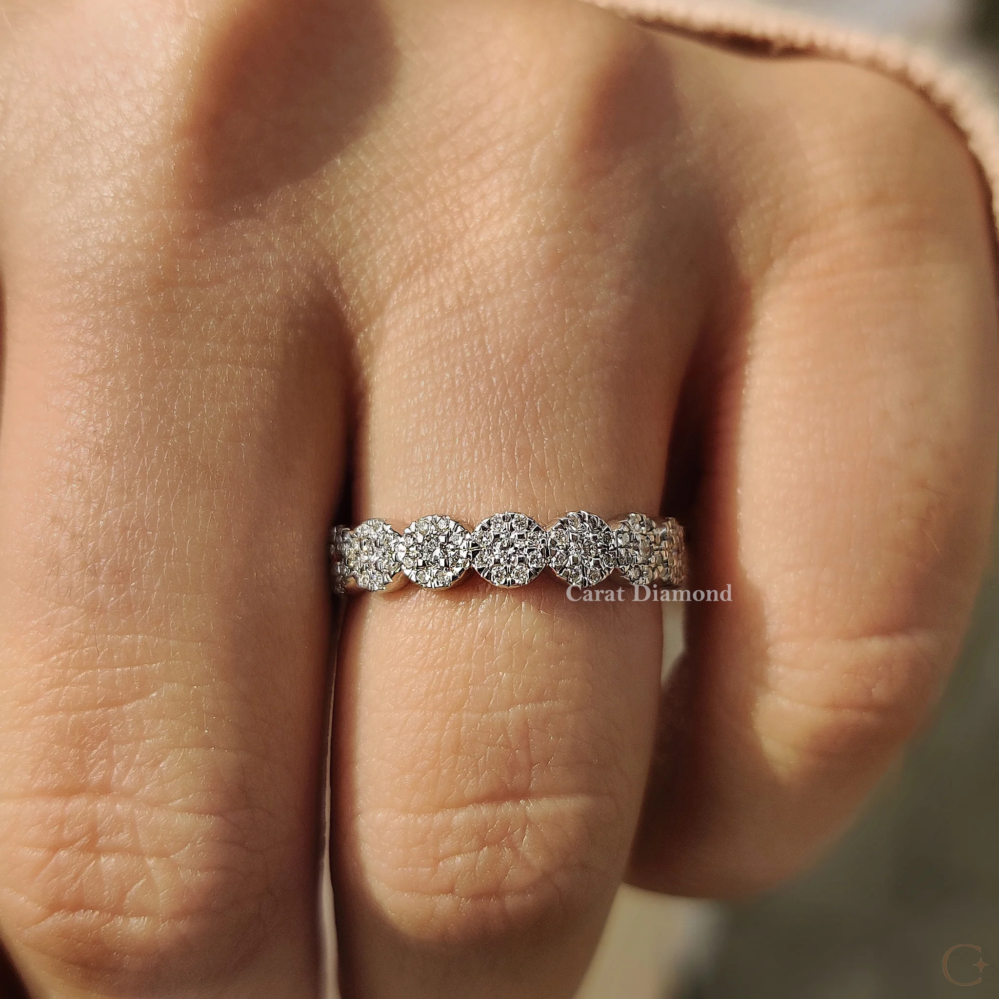 Round Diamond Wedding Band With Halo Style - Image 4