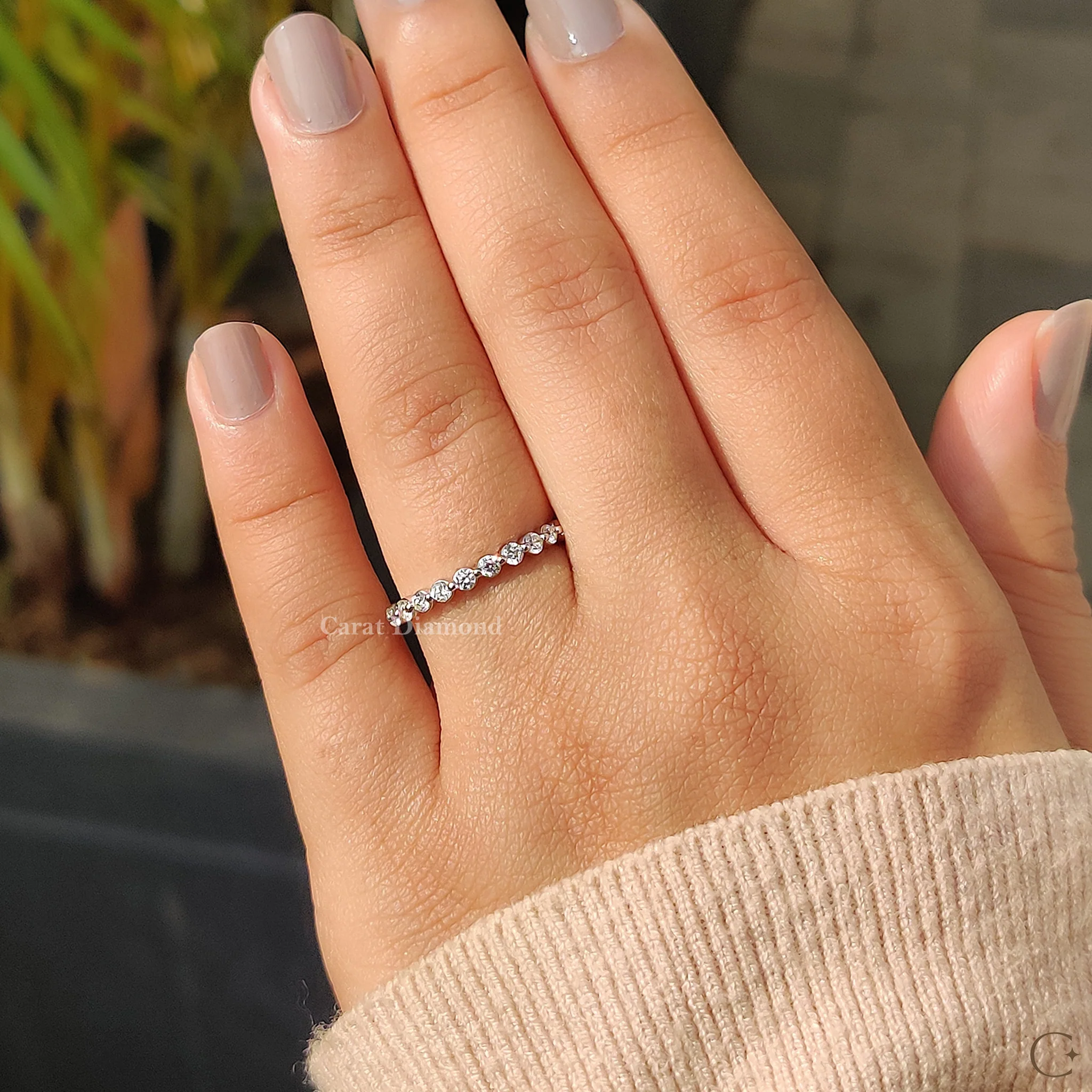 Shared Prong Eternity Round Diamond Wedding Band - Image 3