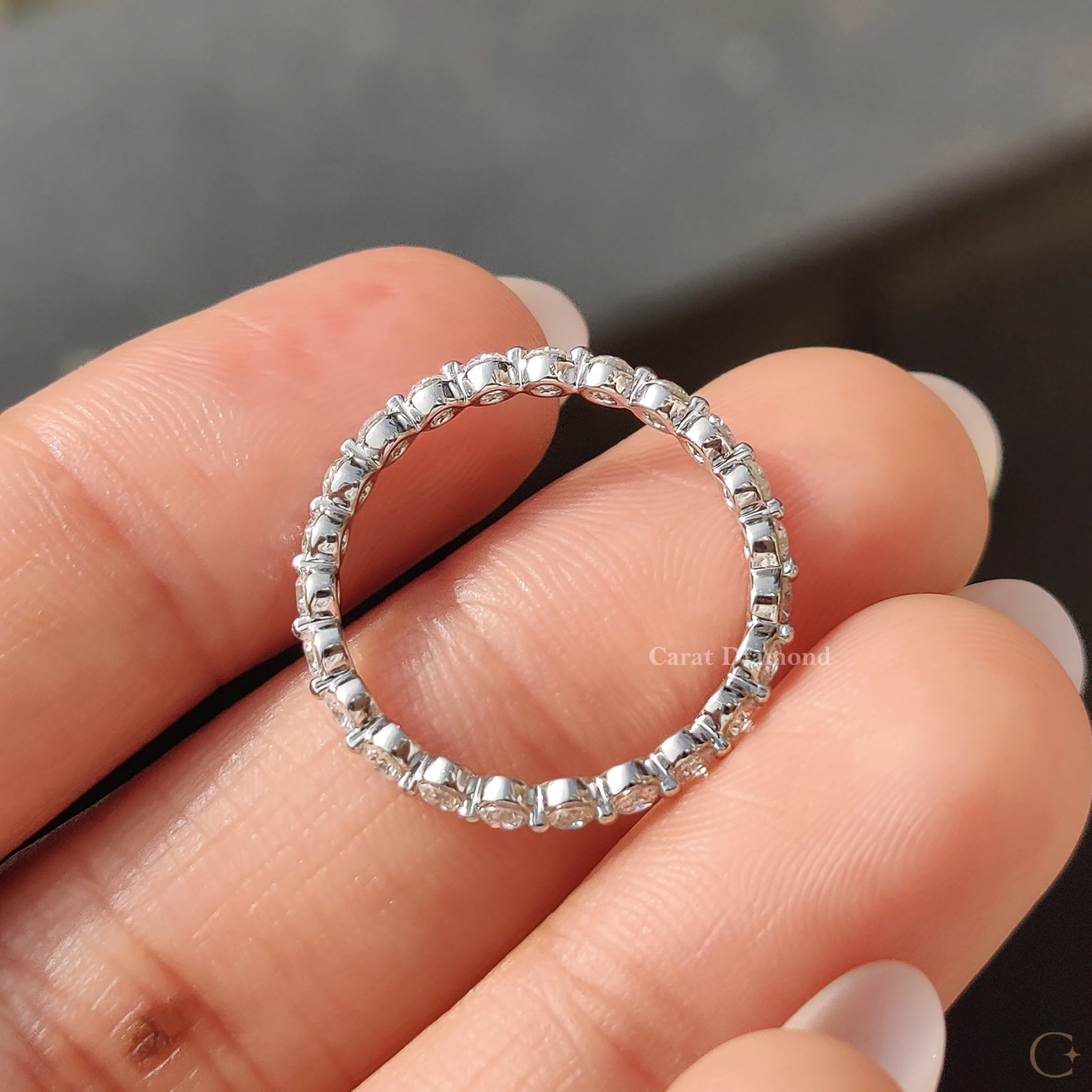 Shared Prong Eternity Round Diamond Wedding Band - Image 8