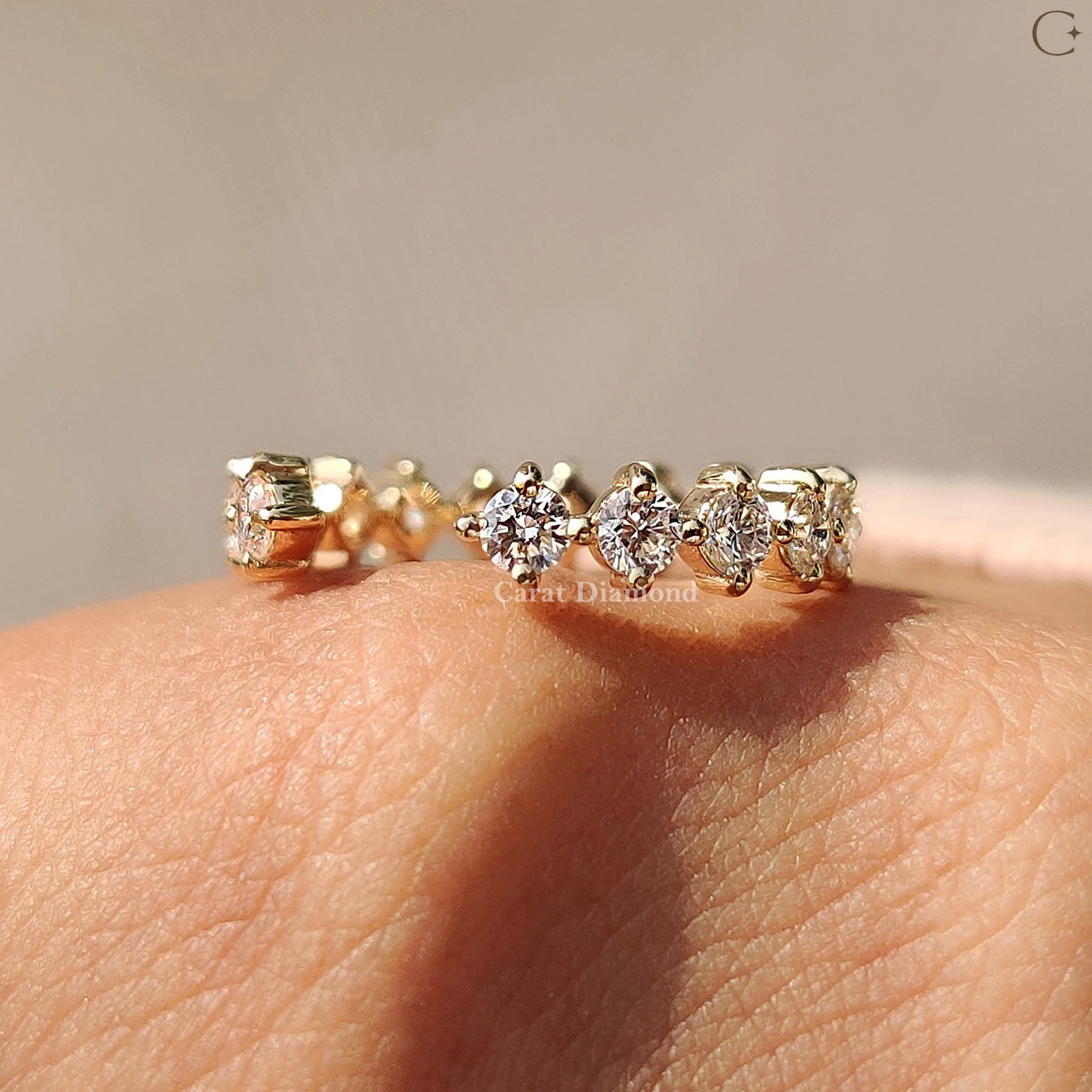 Round Diamond Wedding Band In Open Gap Style - Image 3